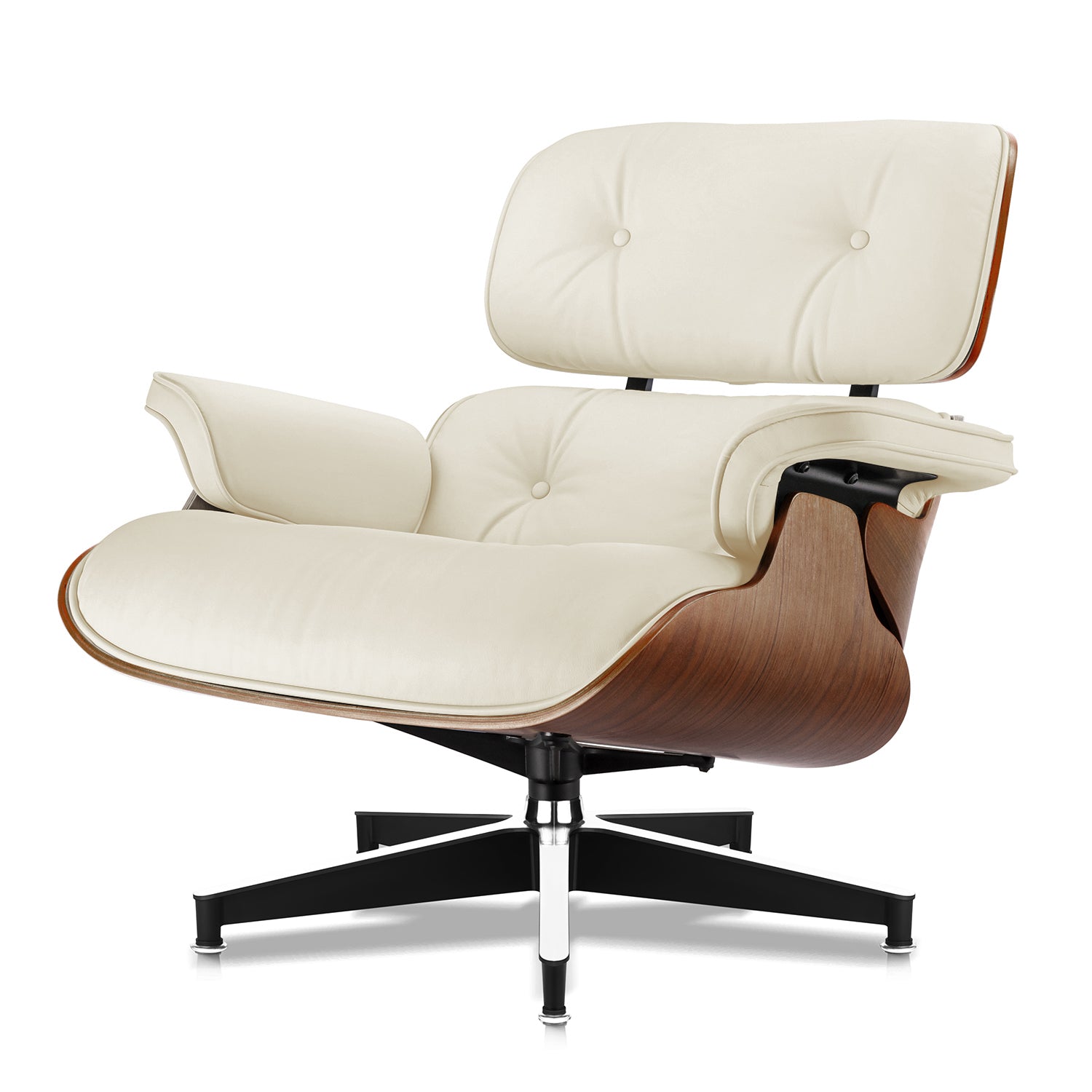 Mid-Century Lounge Chair and Ottoman - Taller - White