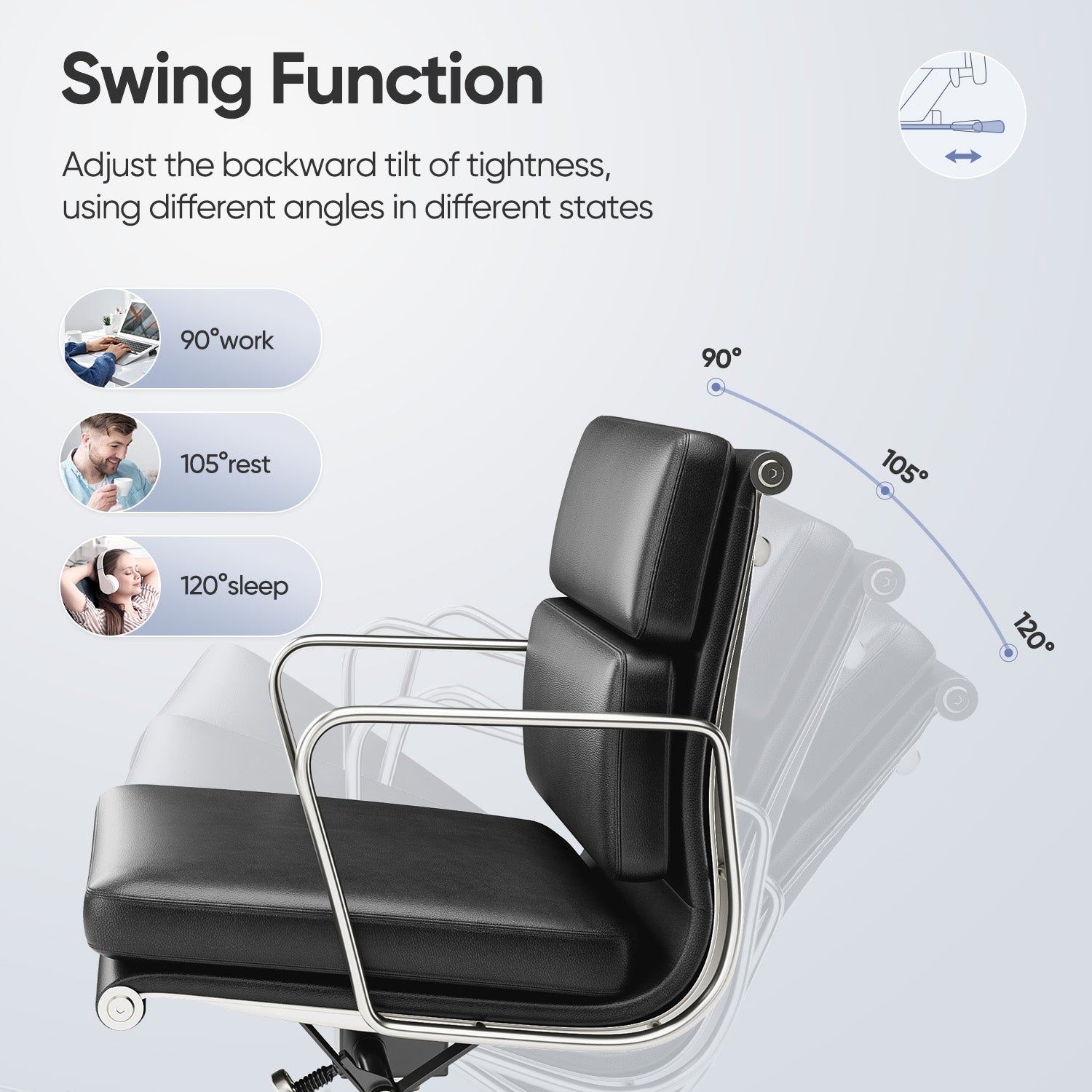 Ribbed Office Chair - Mid Back - Black