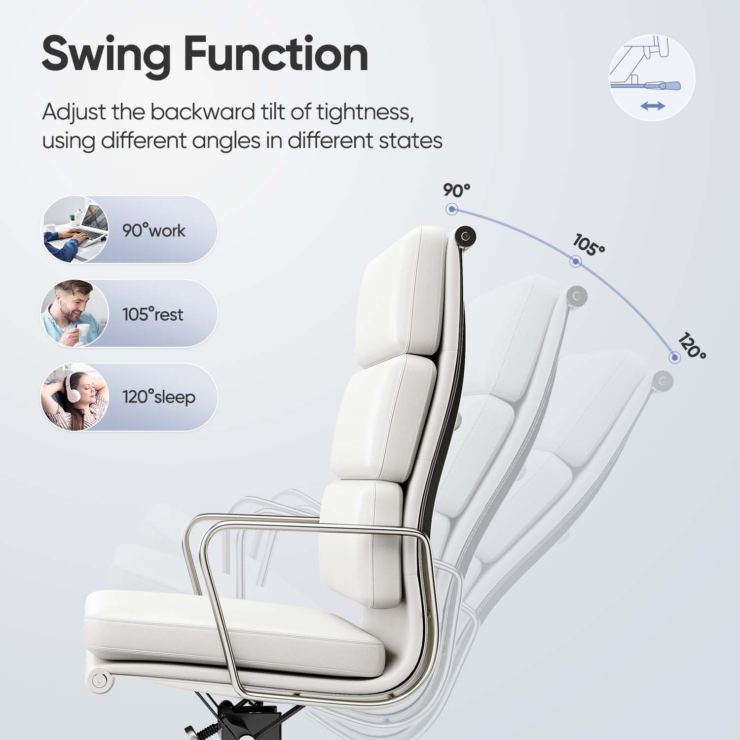 Ribbed Office Chair - High Back - White