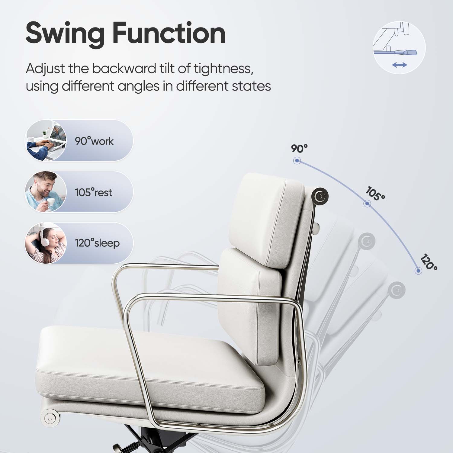 Ribbed Office Chair - Mid Back - White