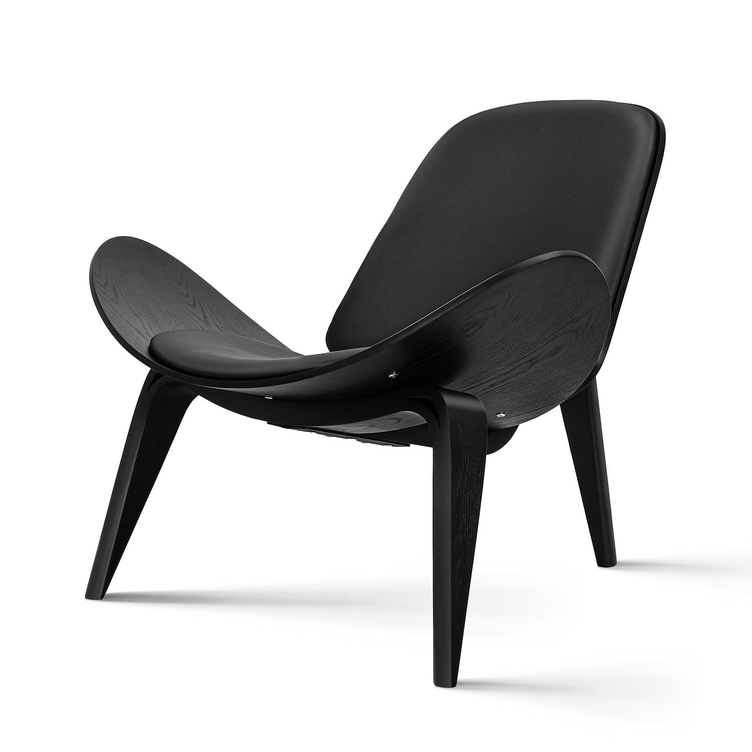 Mid Century Modern Shell Lounge Chair - Black