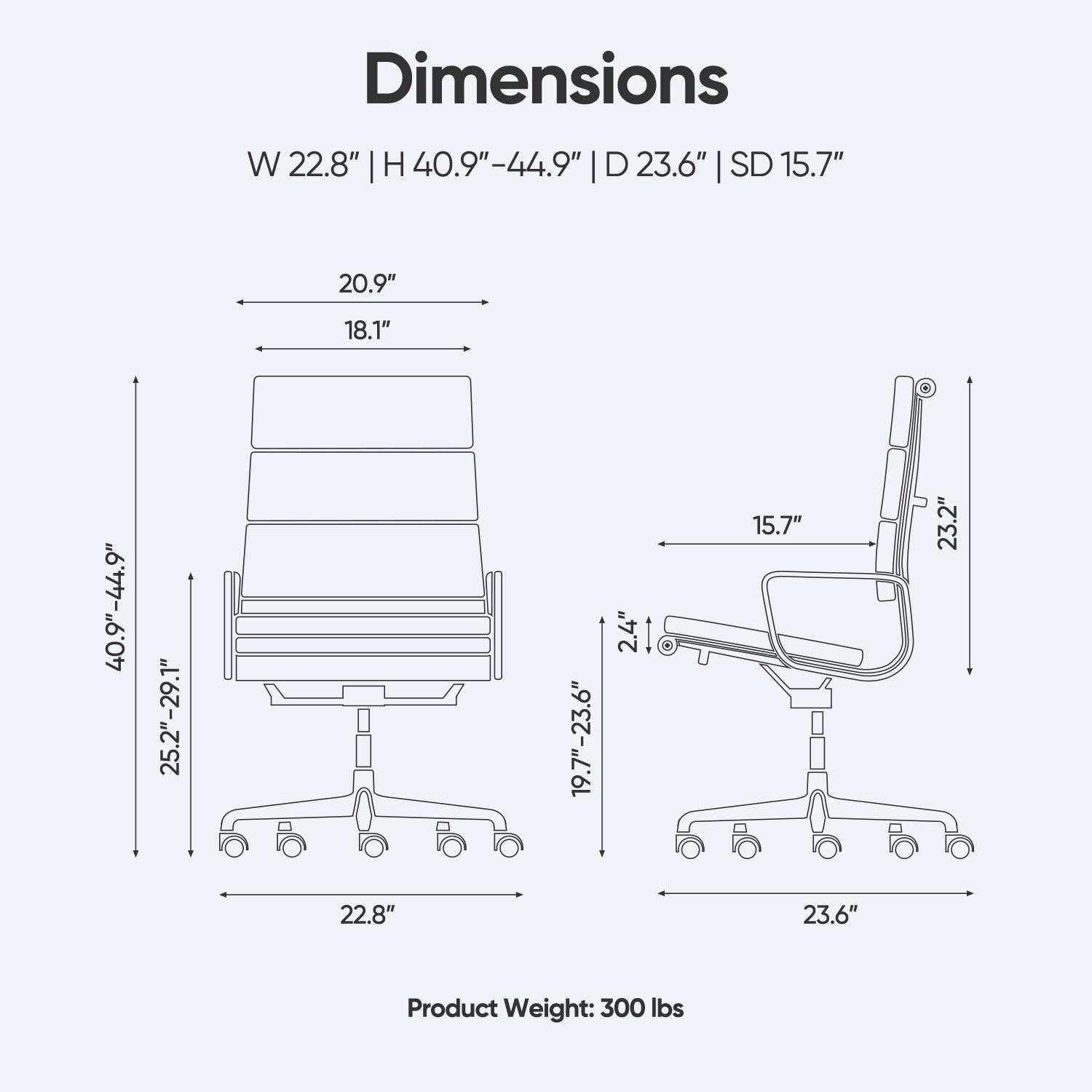 Ribbed Office Chair - High Back - Black
