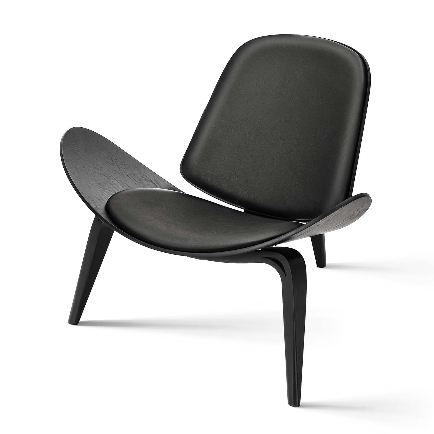 Mid Century Modern Shell Lounge Chair - Black