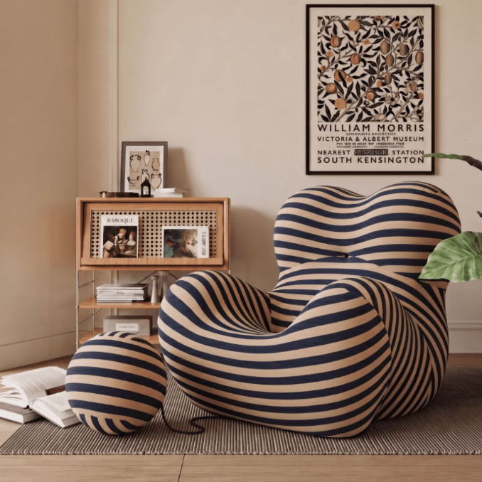 Vorthio Comfy Armchair Modern Accent Chair, Bean Bag Chair with Ottoman for Adult, Reading Chair for Living Room