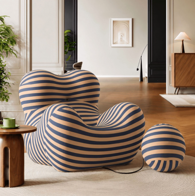Vorthio Comfy Armchair Modern Accent Chair, Bean Bag Chair with Ottoman for Adult, Reading Chair for Living Room