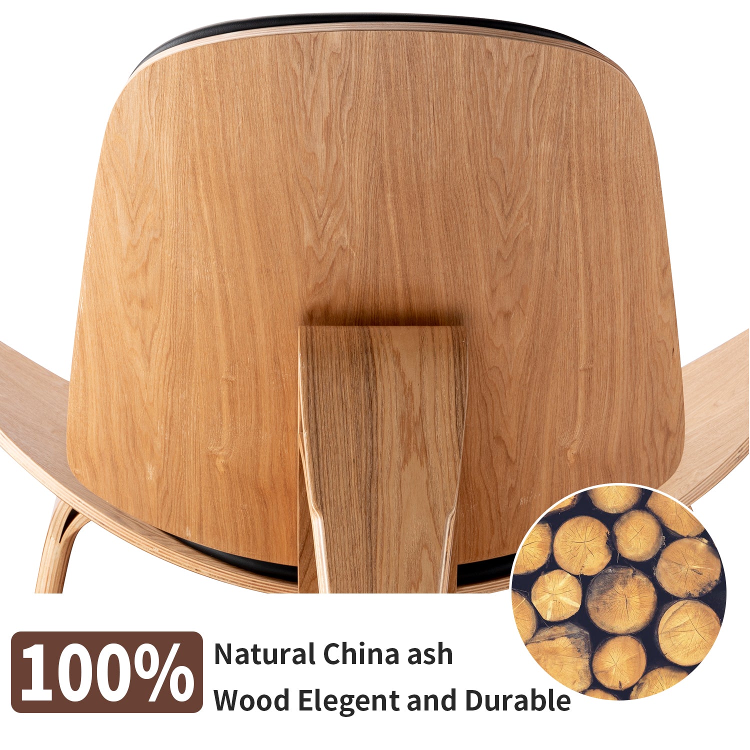 Mid Century Modern Shell Lounge Chair - Black