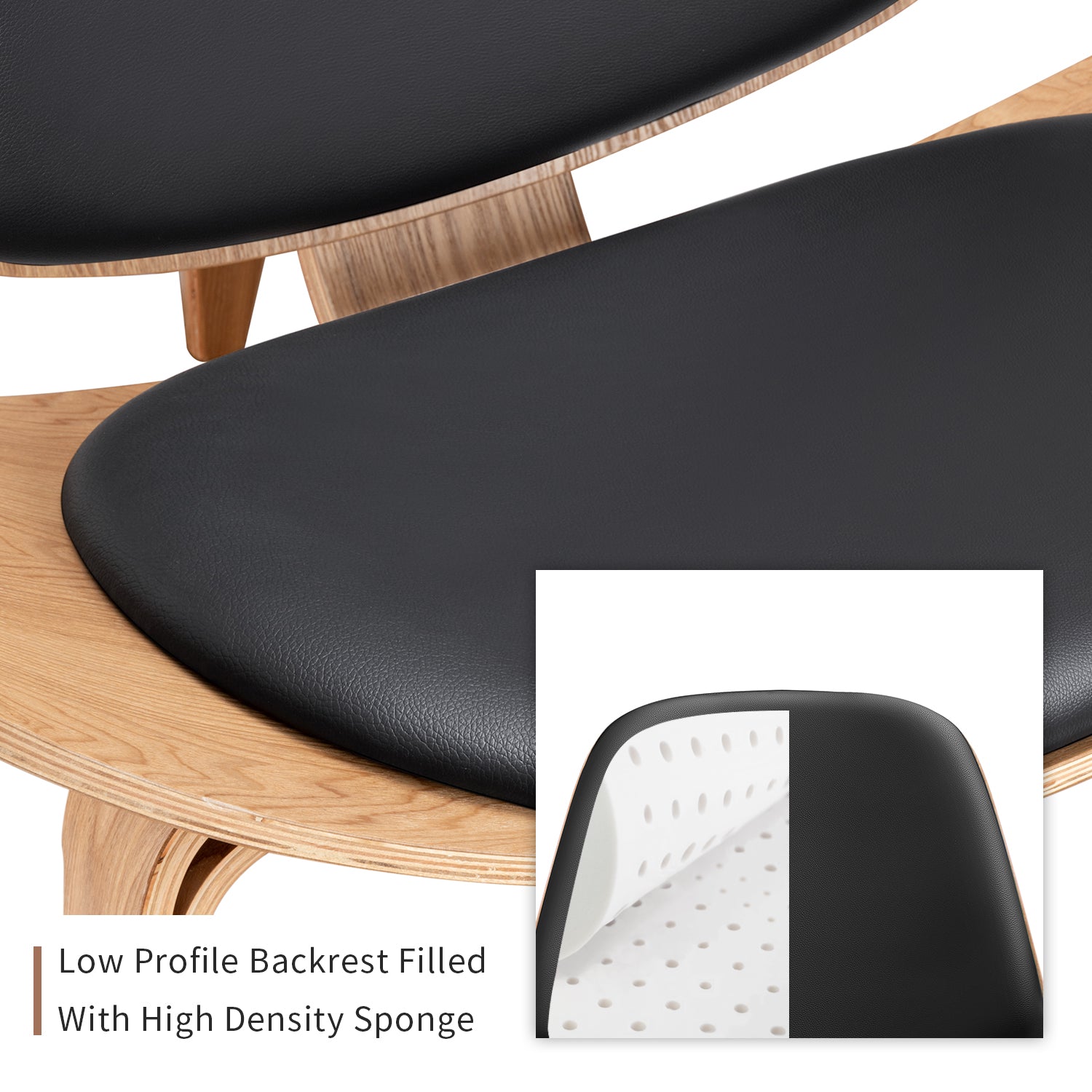 Mid Century Modern Shell Lounge Chair - Black