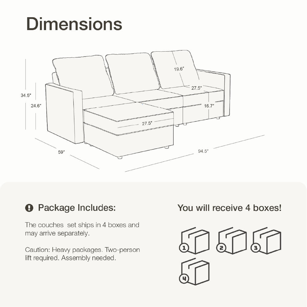 4 Seats Modular Couch - Vorthio