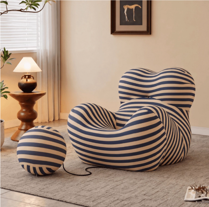 Vorthio Comfy Armchair Modern Accent Chair, Bean Bag Chair with Ottoman for Adult, Reading Chair for Living Room