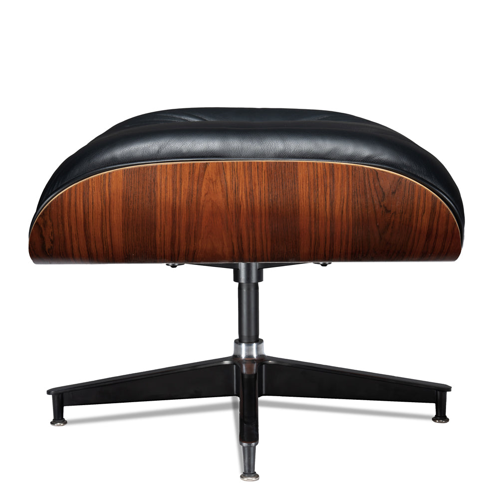 Mid-Century Chaise Lounge Chair in Top-Grain Leather- A+ Premium Taller - Red Rosewood - Black