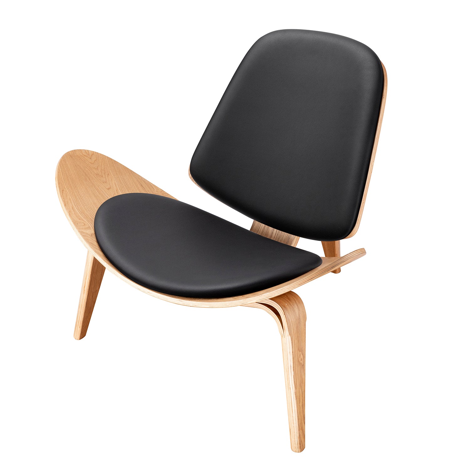 Mid Century Modern Shell Lounge Chair - Black
