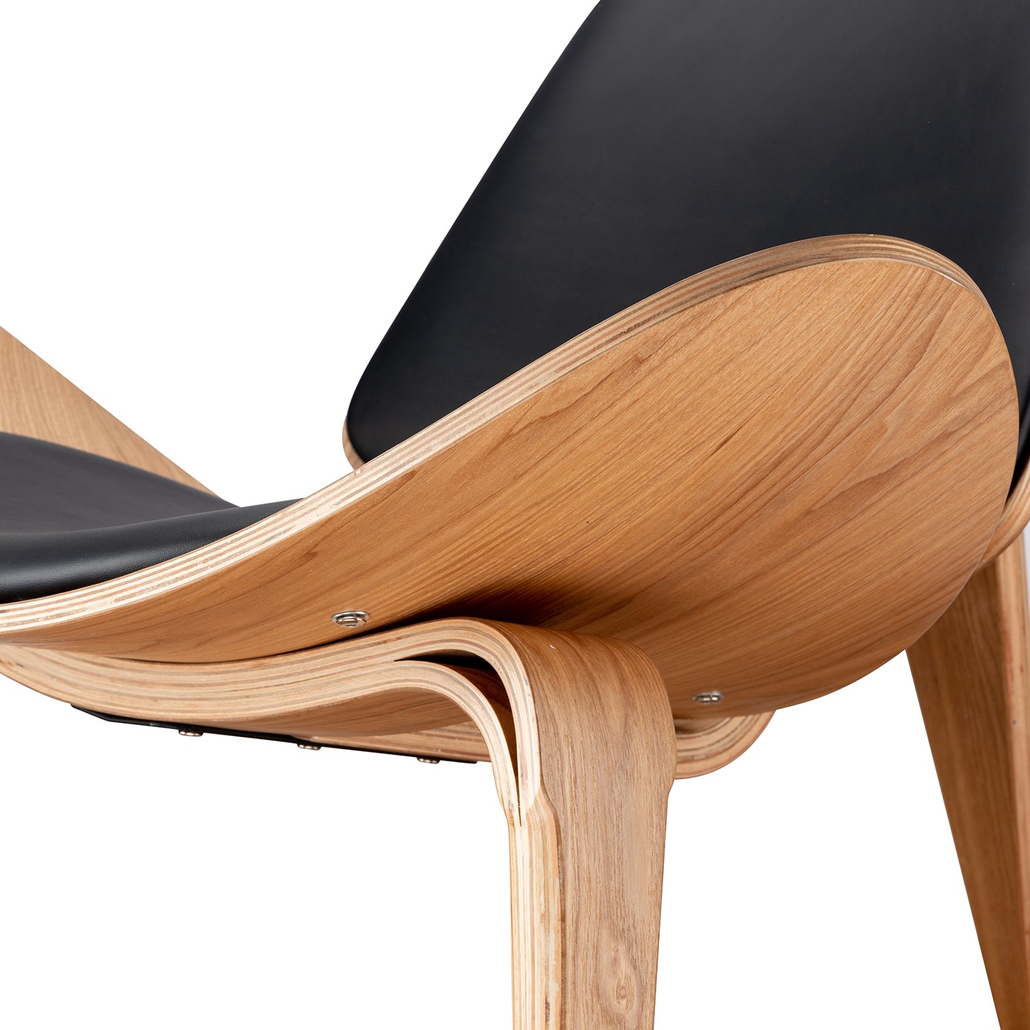 Mid Century Modern Shell Lounge Chair - Black