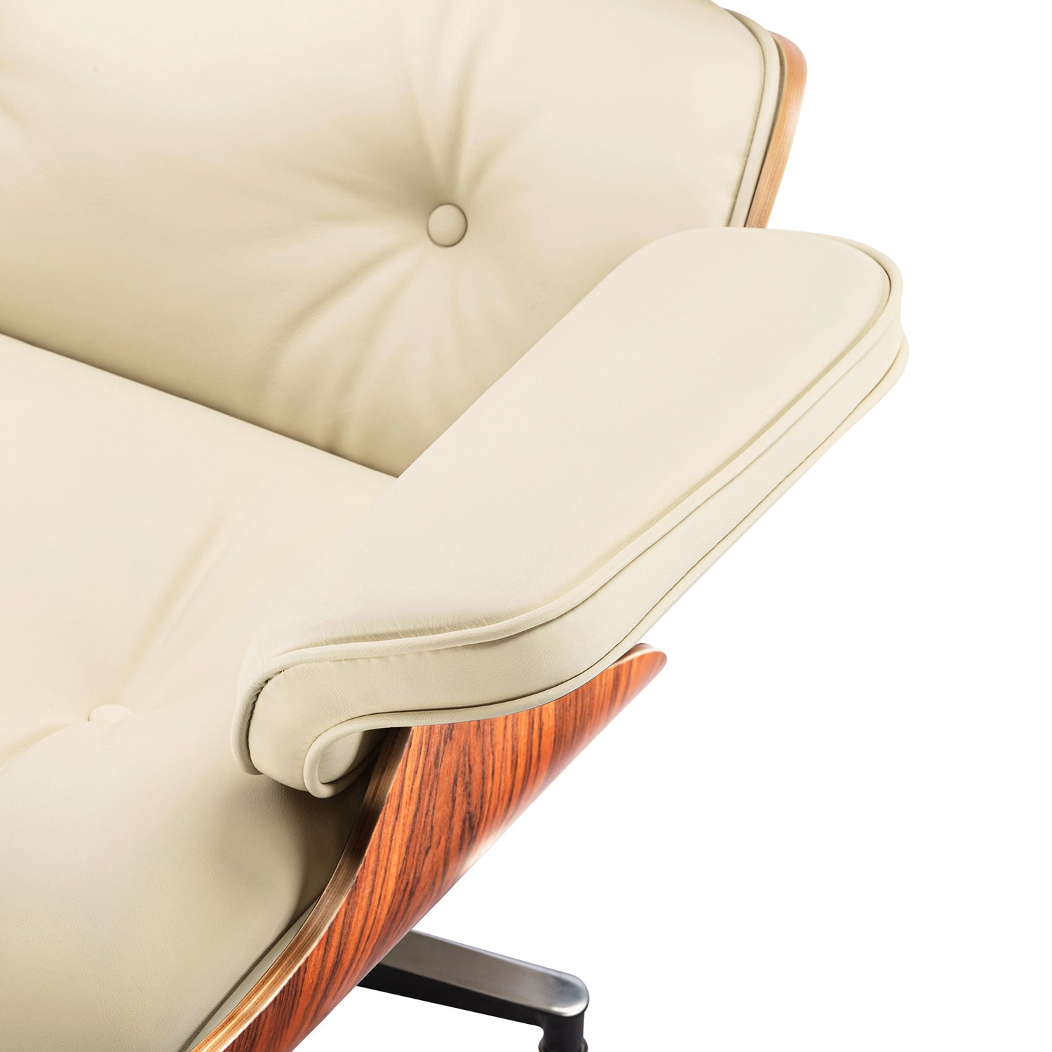 Mid-Century Lounge Chair and Ottoman - Taller - Red Rosewood - Off White