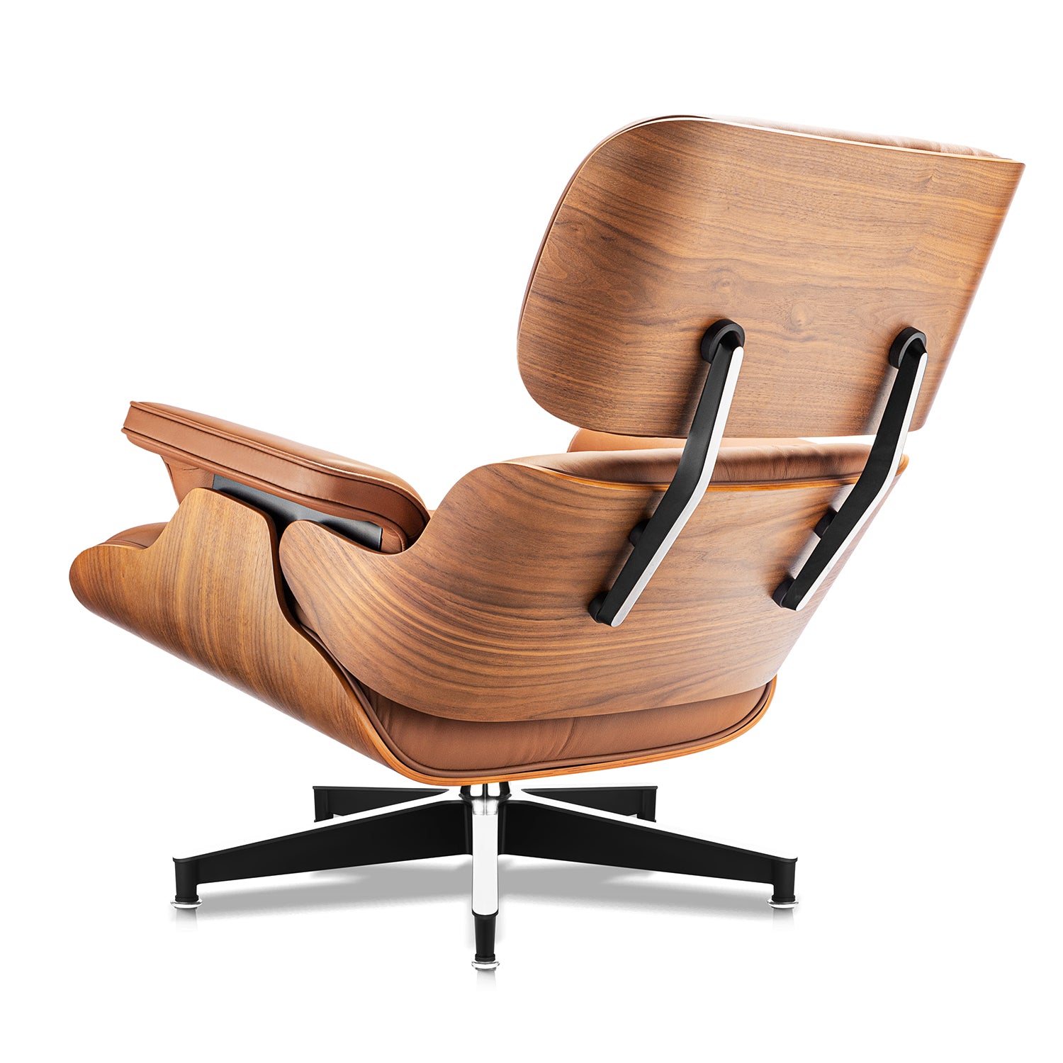 Mid-Century Lounge Chair and Ottoman - Taller - Walnut wood - Brown