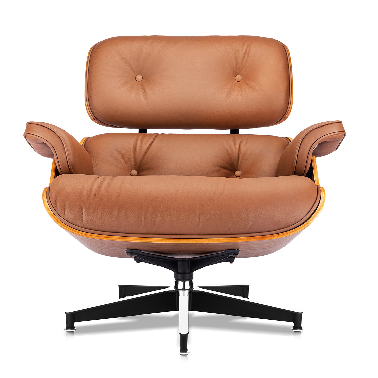 Mid-Century Lounge Chair and Ottoman - Taller - Walnut wood - Brown