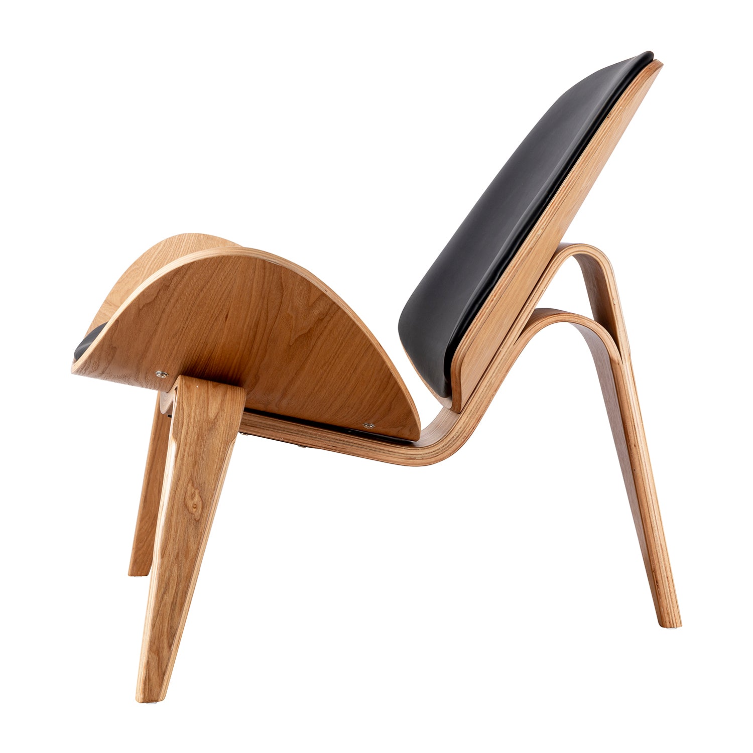 Mid Century Modern Shell Lounge Chair - Black