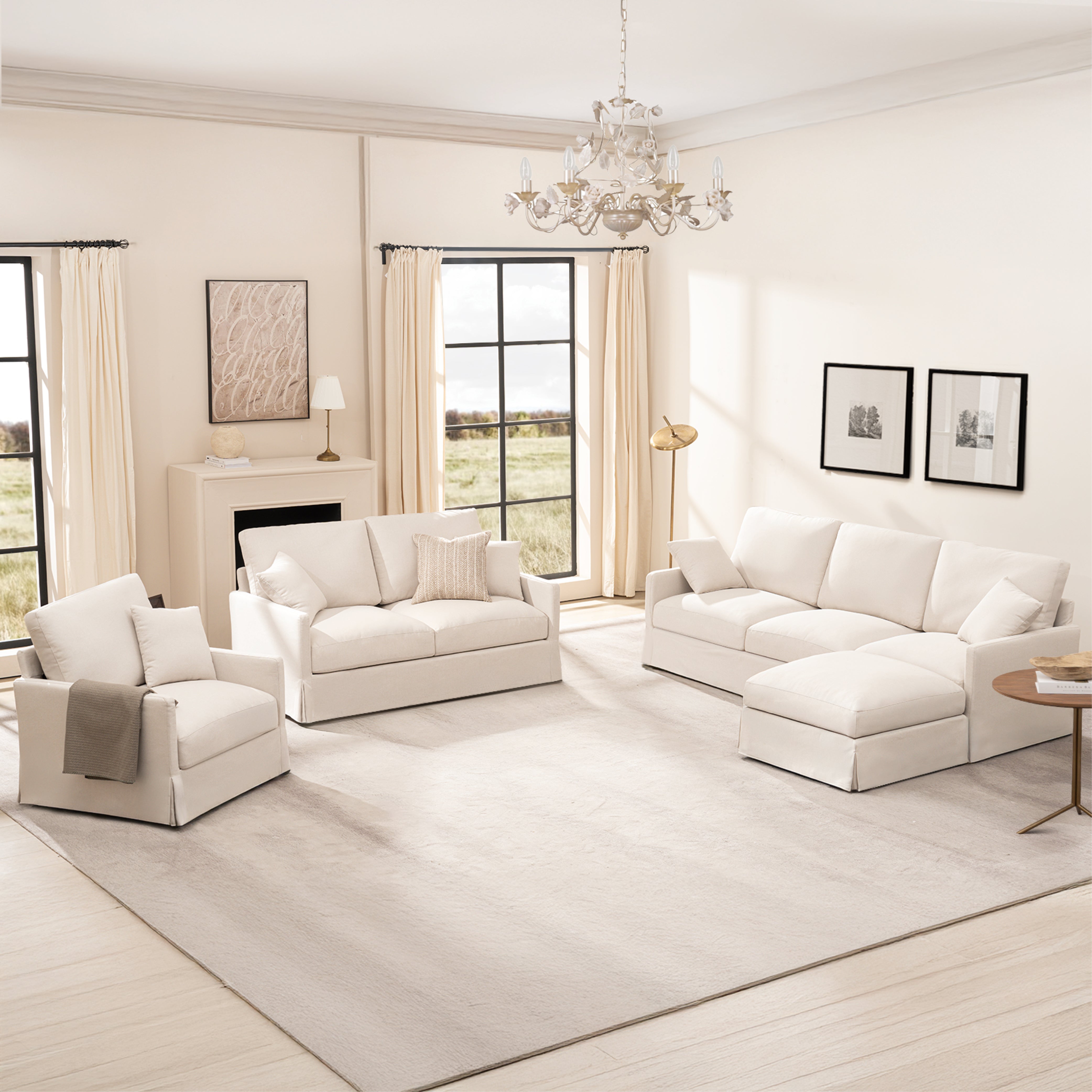 Cloud Couch 1+2+3+1 Set 6 Seater Sofa with Ottoman - Vorthio