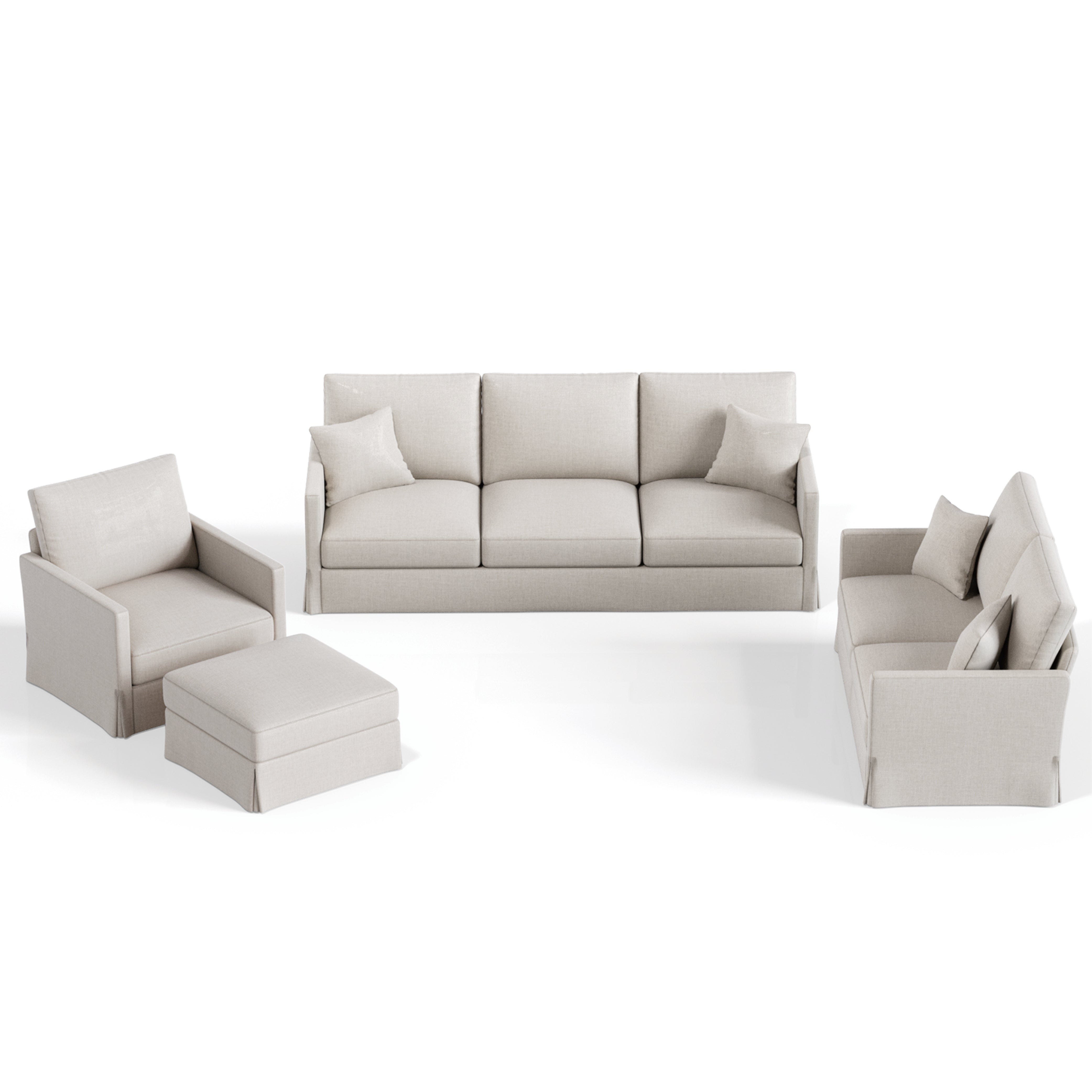 Cloud Couch 1+2+3+1 Set 6 Seater Sofa with Ottoman - Vorthio