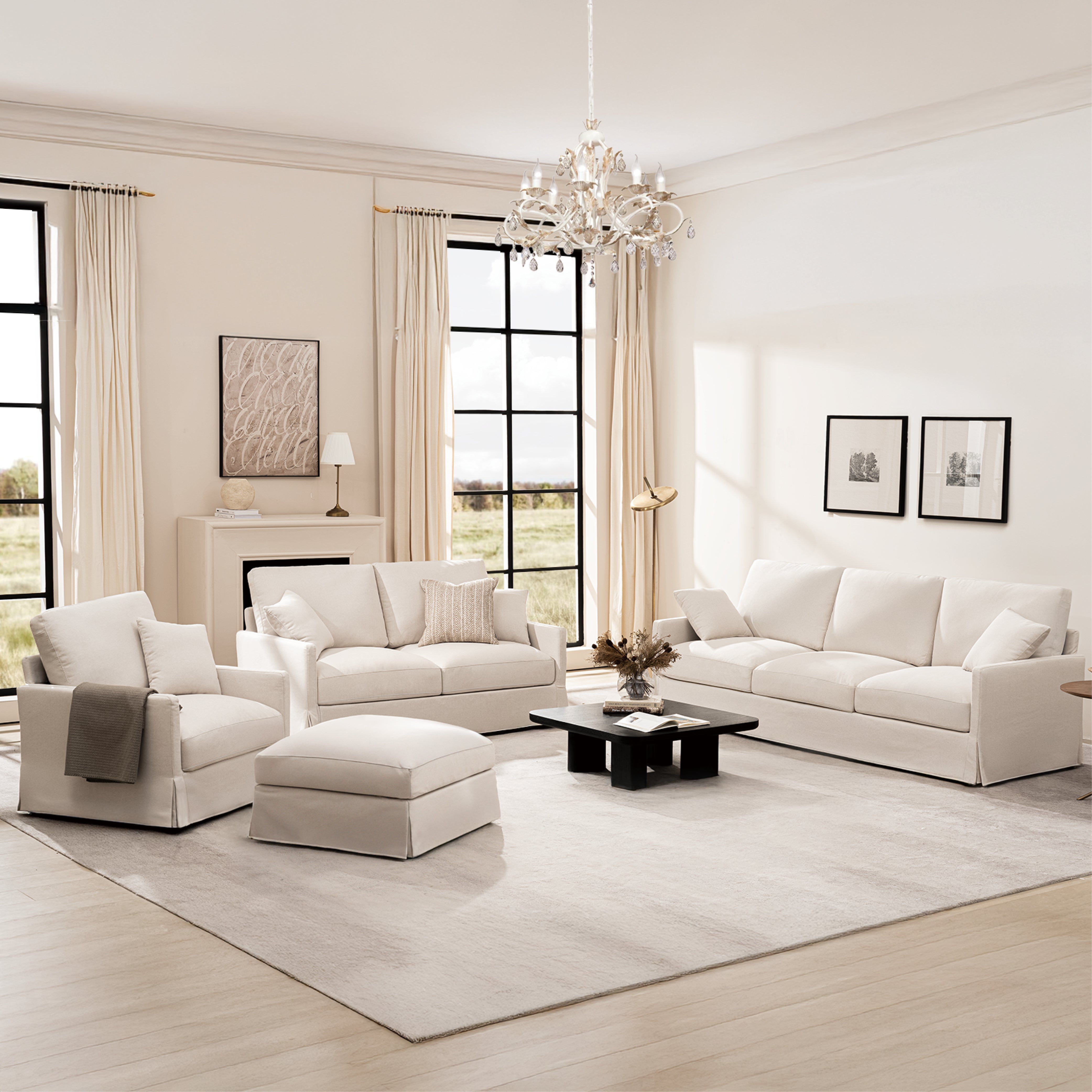 Cloud Couch 1+2+3+1 Set 6 Seater Sofa with Ottoman - Vorthio