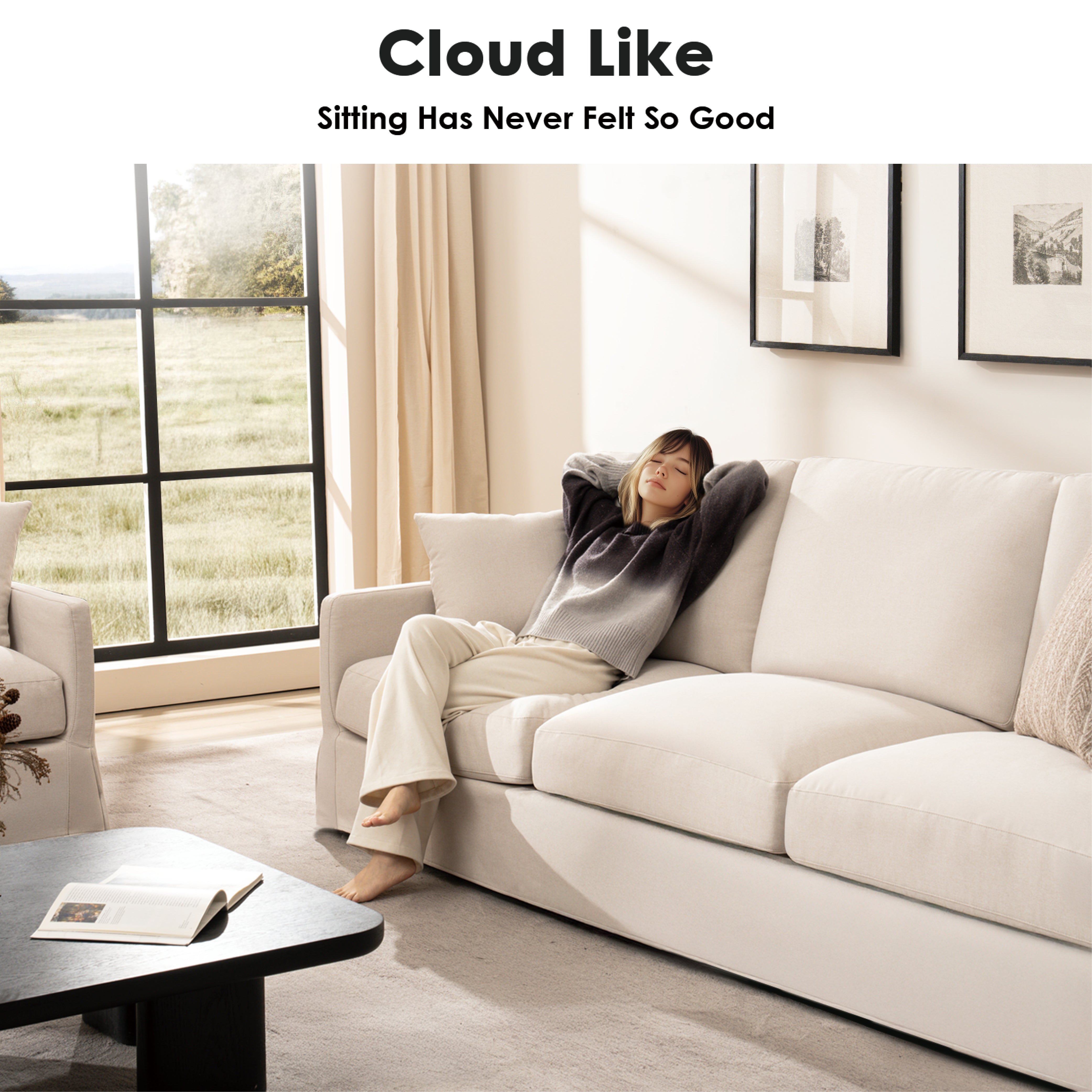 Cloud Couch 2+3+1 Set 5 Seater Sofa with Ottoman - Vorthio