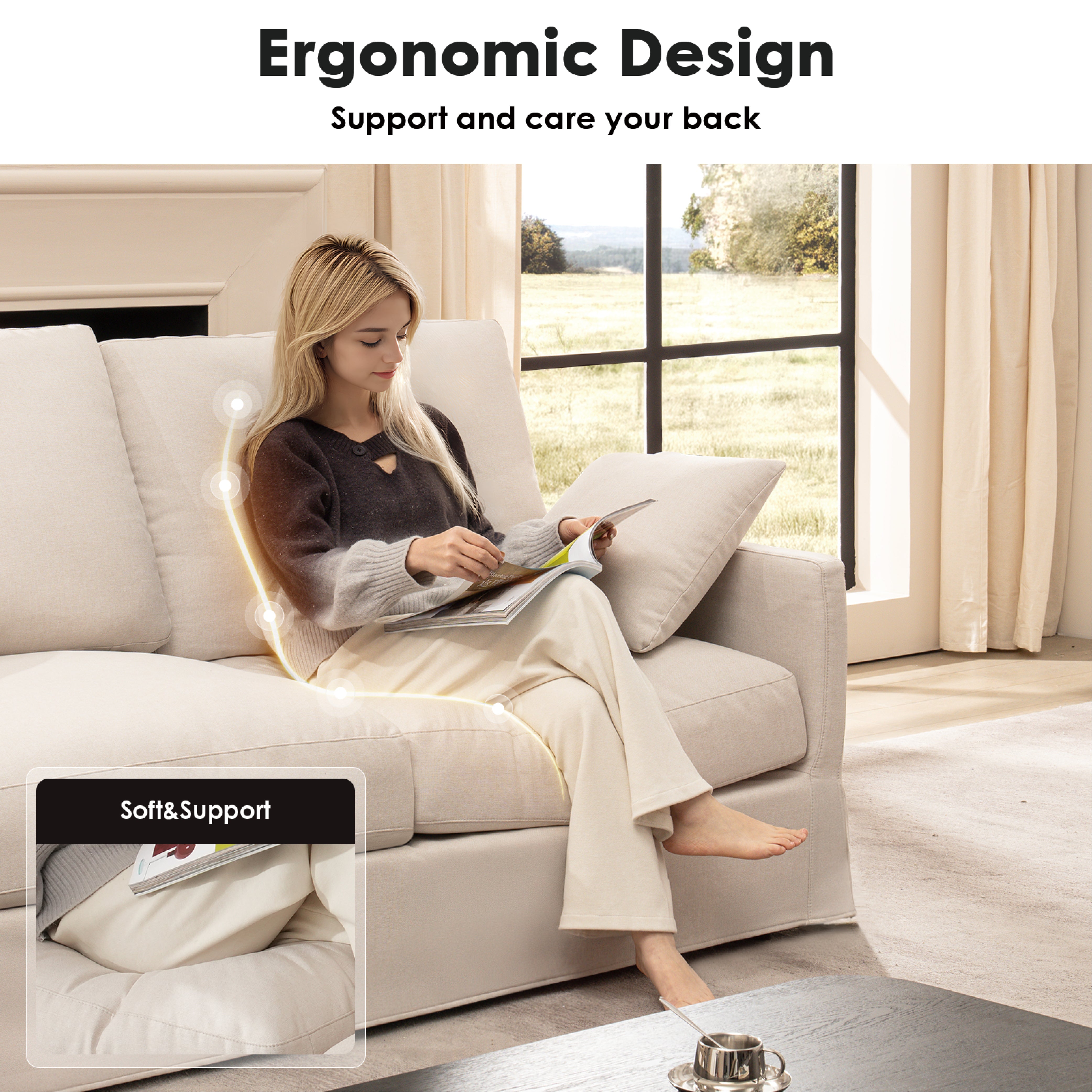 Cloud Couch 2+3+1 Set 5 Seater Sofa with Ottoman - Vorthio