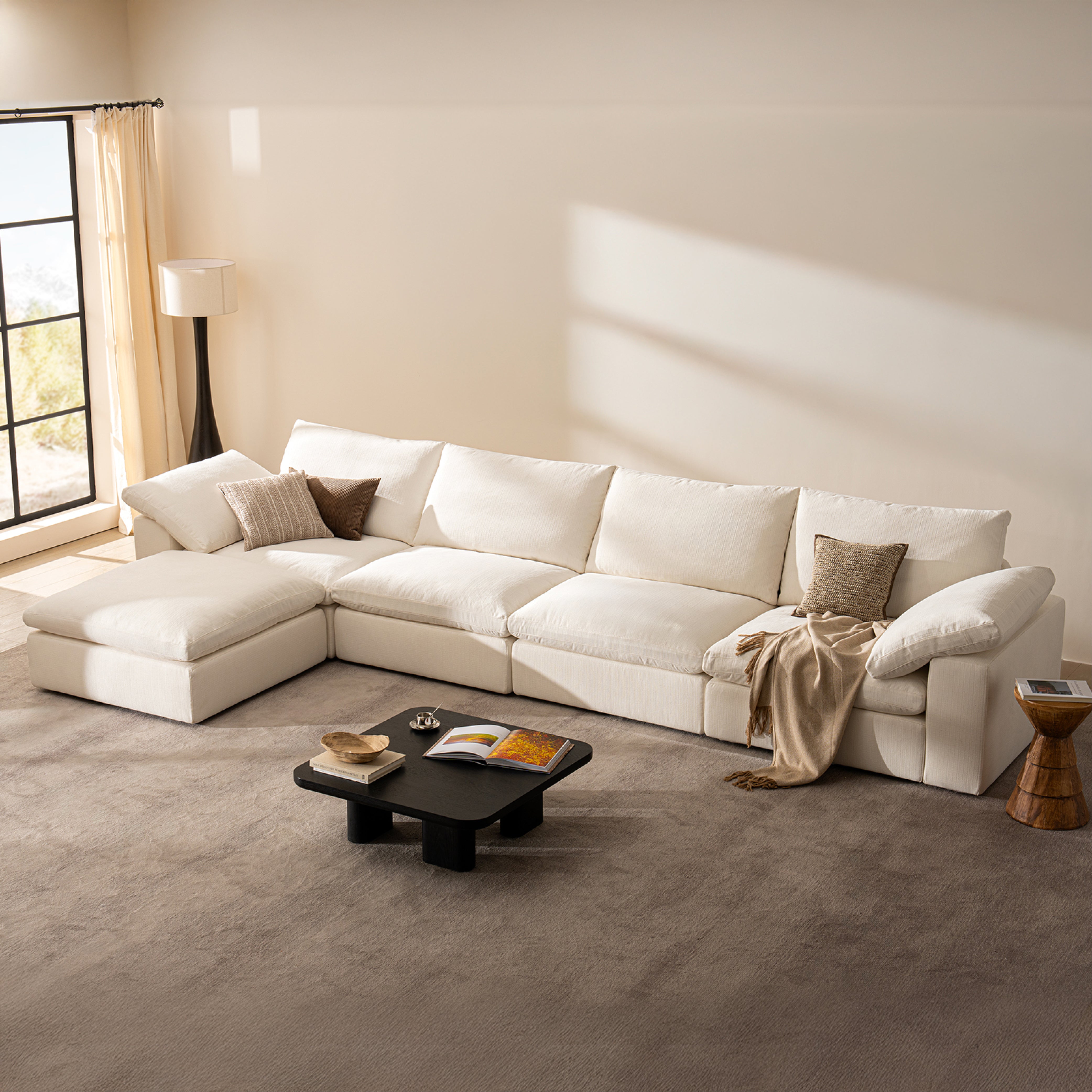 Cloud Couch Oversized Modular Sectional Sofa True Relax Comfy Couches Wide&Deep Seat Sofas for Living Room Metal Frame Furniture Sets - Vorthio