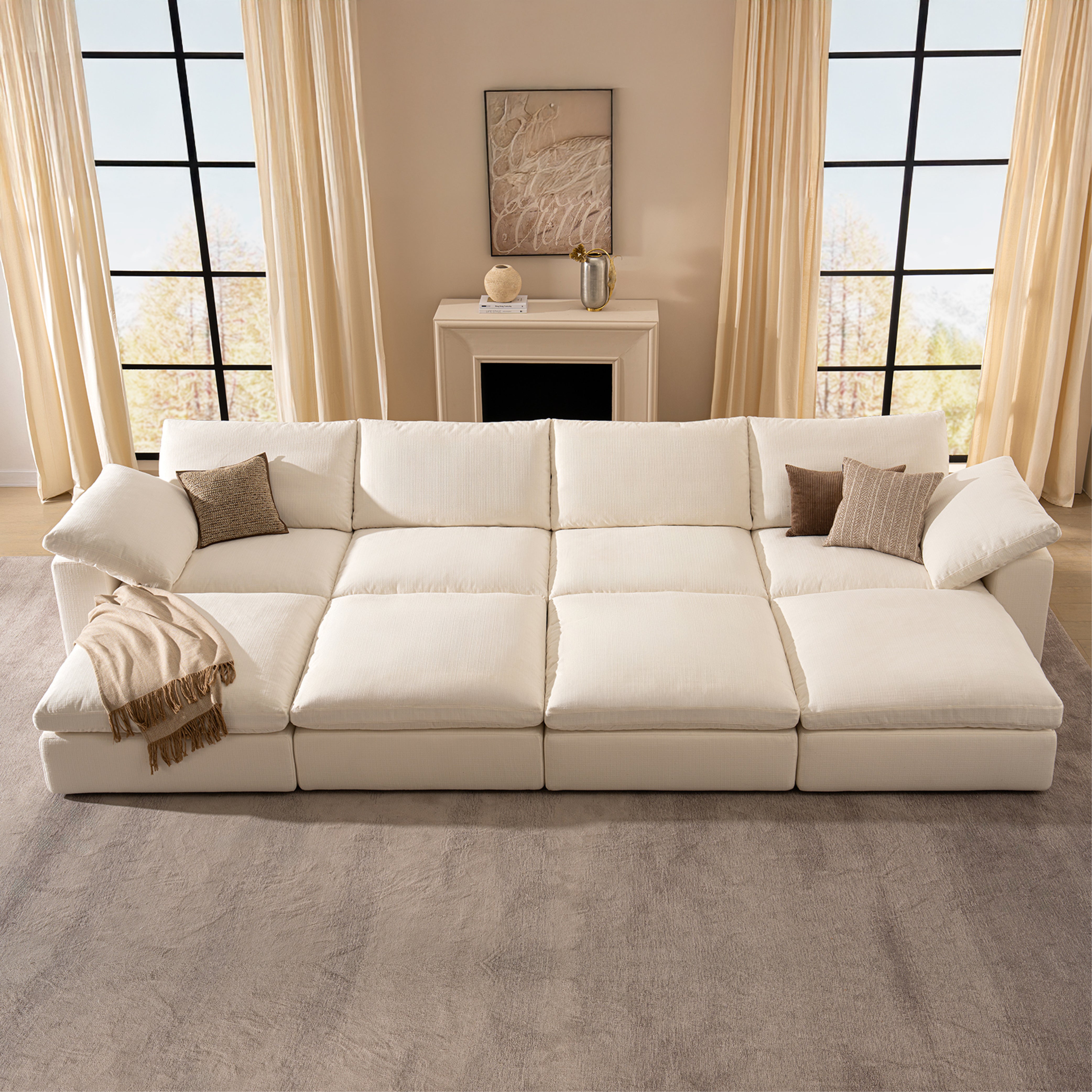 Cloud Couch Oversized Modular Sectional Sofa True Relax Comfy Couches Wide&Deep Seat Sofas for Living Room Metal Frame Furniture Sets - Vorthio