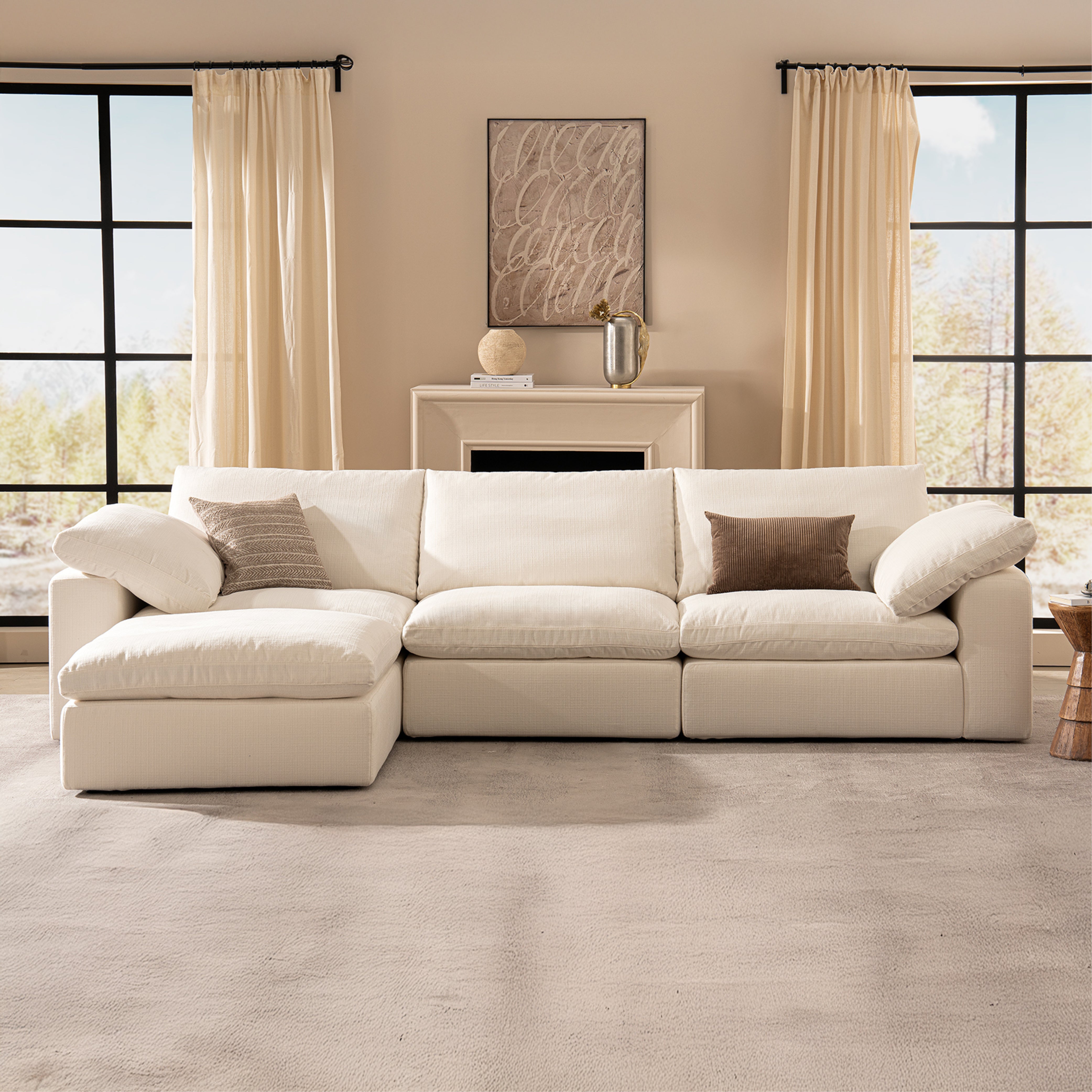 Cloud Couch Oversized Modular Sectional Sofa True Relax Comfy Couches Wide&Deep Seat Sofas for Living Room Metal Frame Furniture Sets - Vorthio