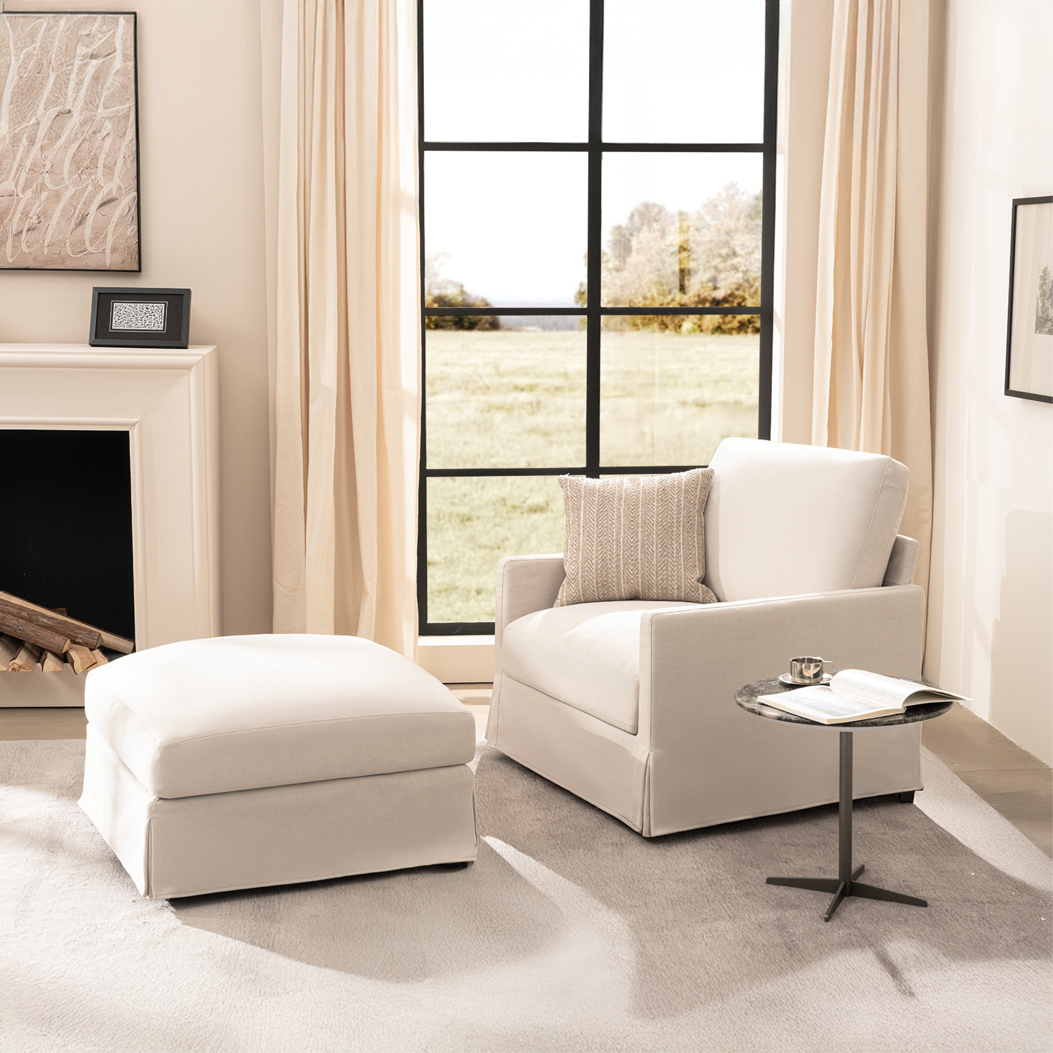 Cloud Couch Single Seater Sofa with Ottoman - Vorthio