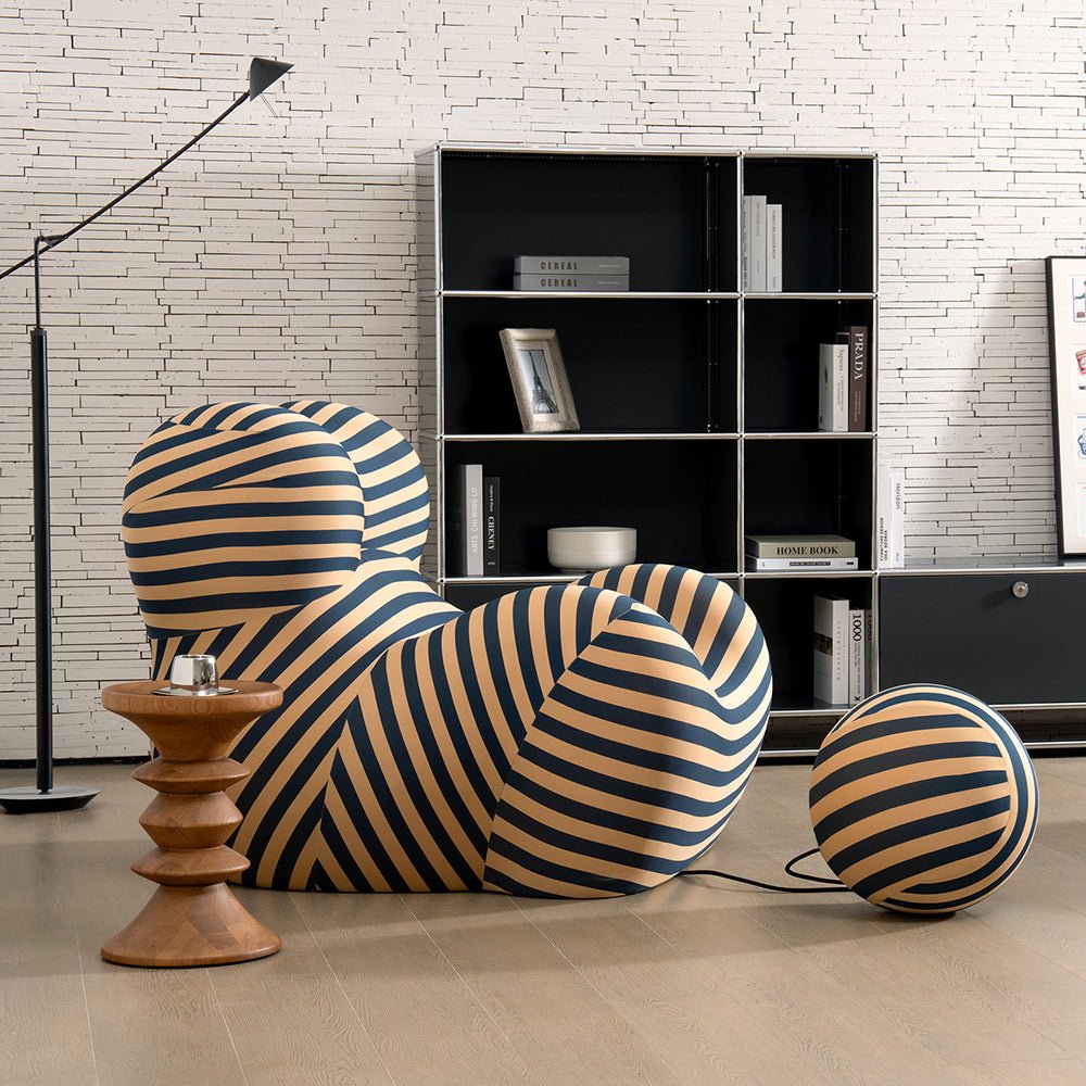 Lazy Sofa Chair with Round Ottoman, Mother's Embrace Modern Single Sofa Couch - Vorthio