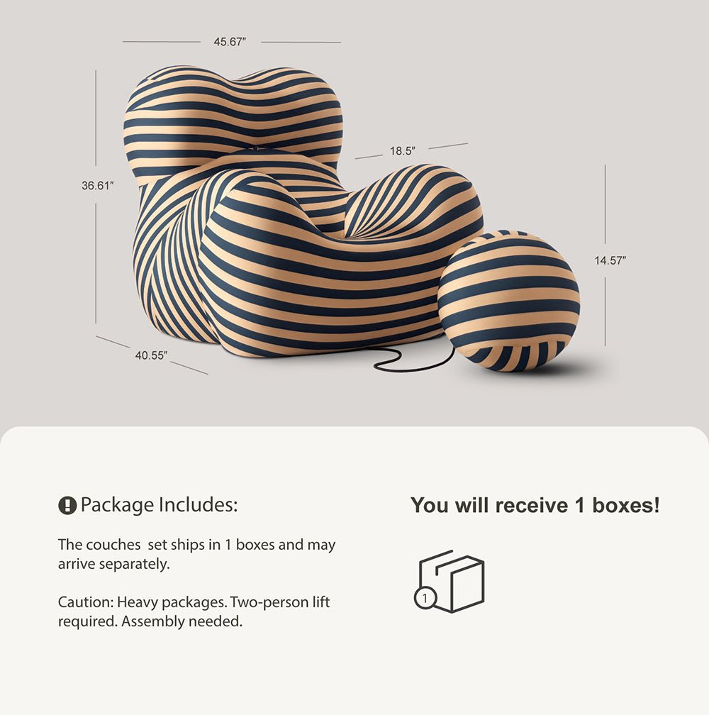 Lazy Sofa Chair with Round Ottoman, Mother's Embrace Modern Single Sofa Couch - Vorthio