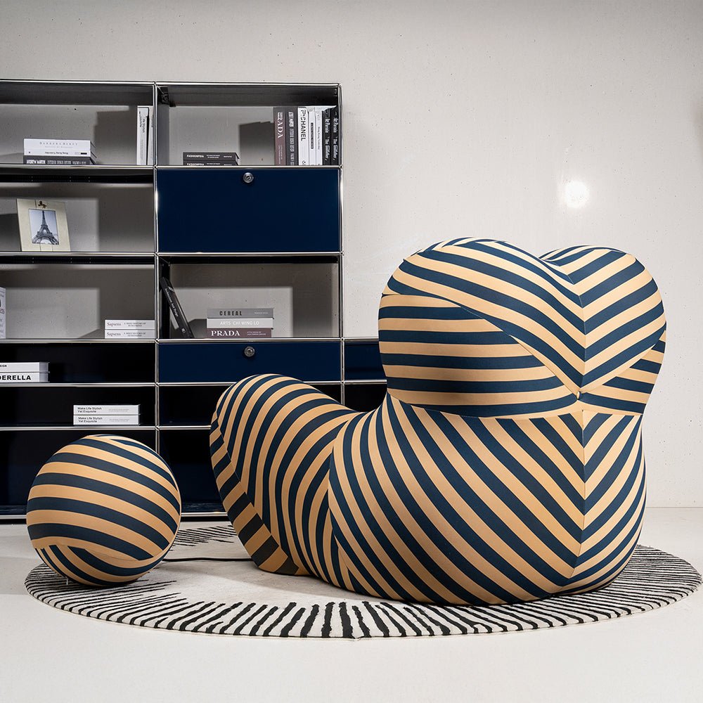 Lazy Sofa Chair with Round Ottoman, Mother's Embrace Modern Single Sofa Couch - Vorthio