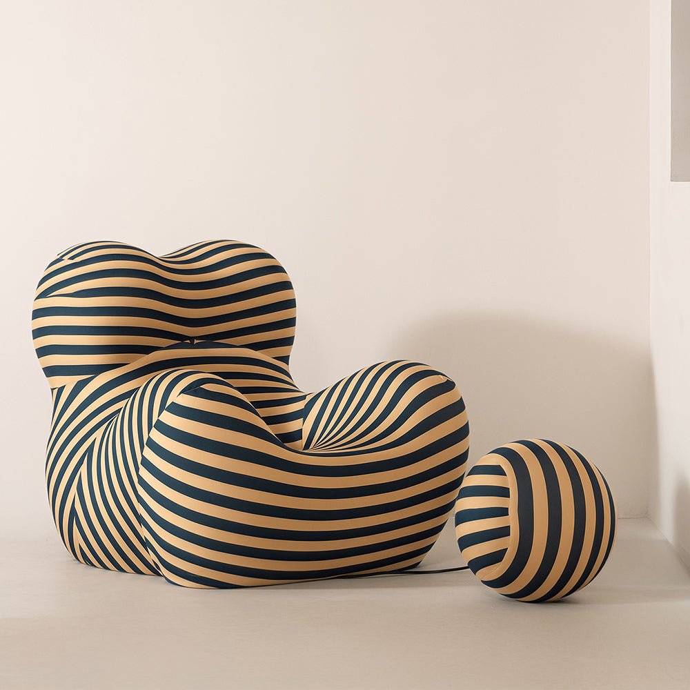 Lazy Sofa Chair with Round Ottoman, Mother's Embrace Modern Single Sofa Couch - Vorthio