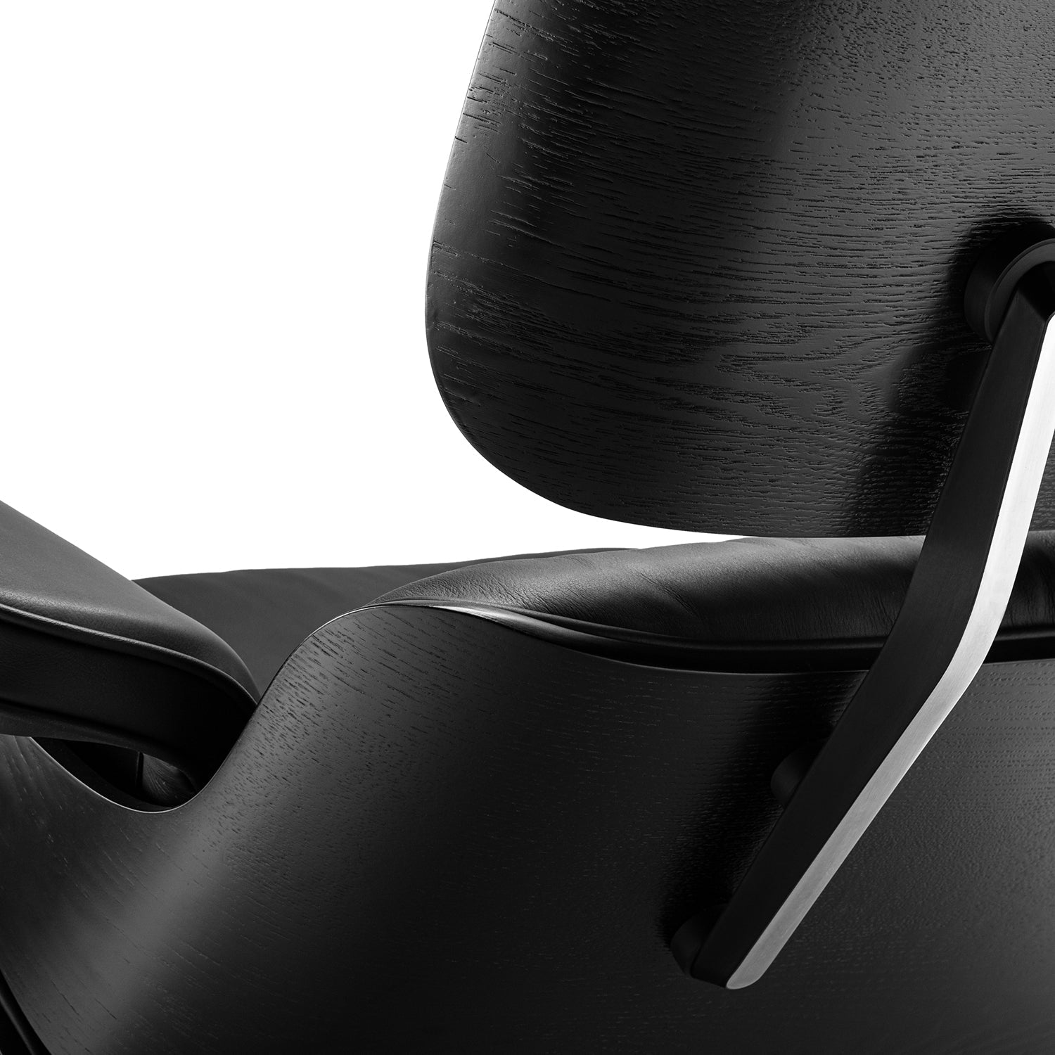 Mid - Century Lounge Chair and Ottoman - A+ Premium Taller Ebony - Black - Vorthio