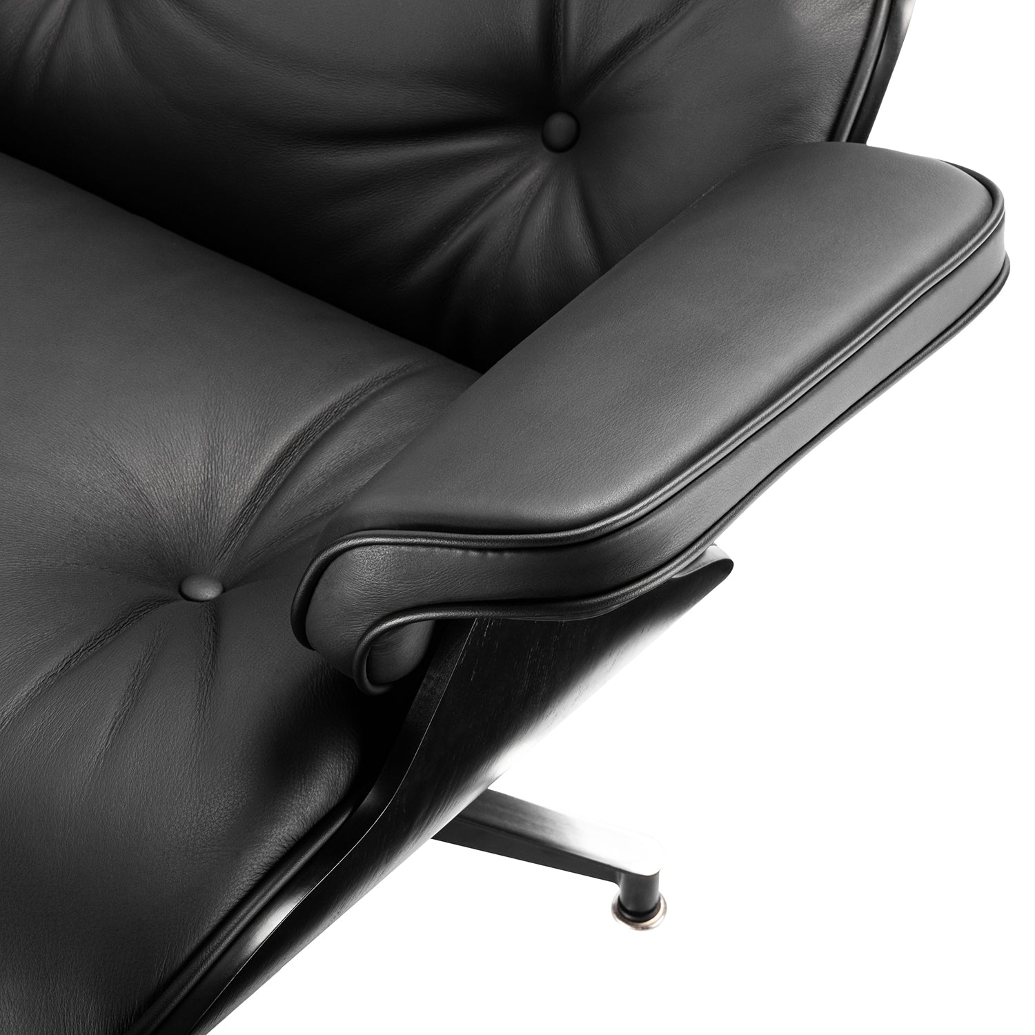 Mid - Century Lounge Chair and Ottoman - A+ Premium Taller Ebony - Black - Vorthio