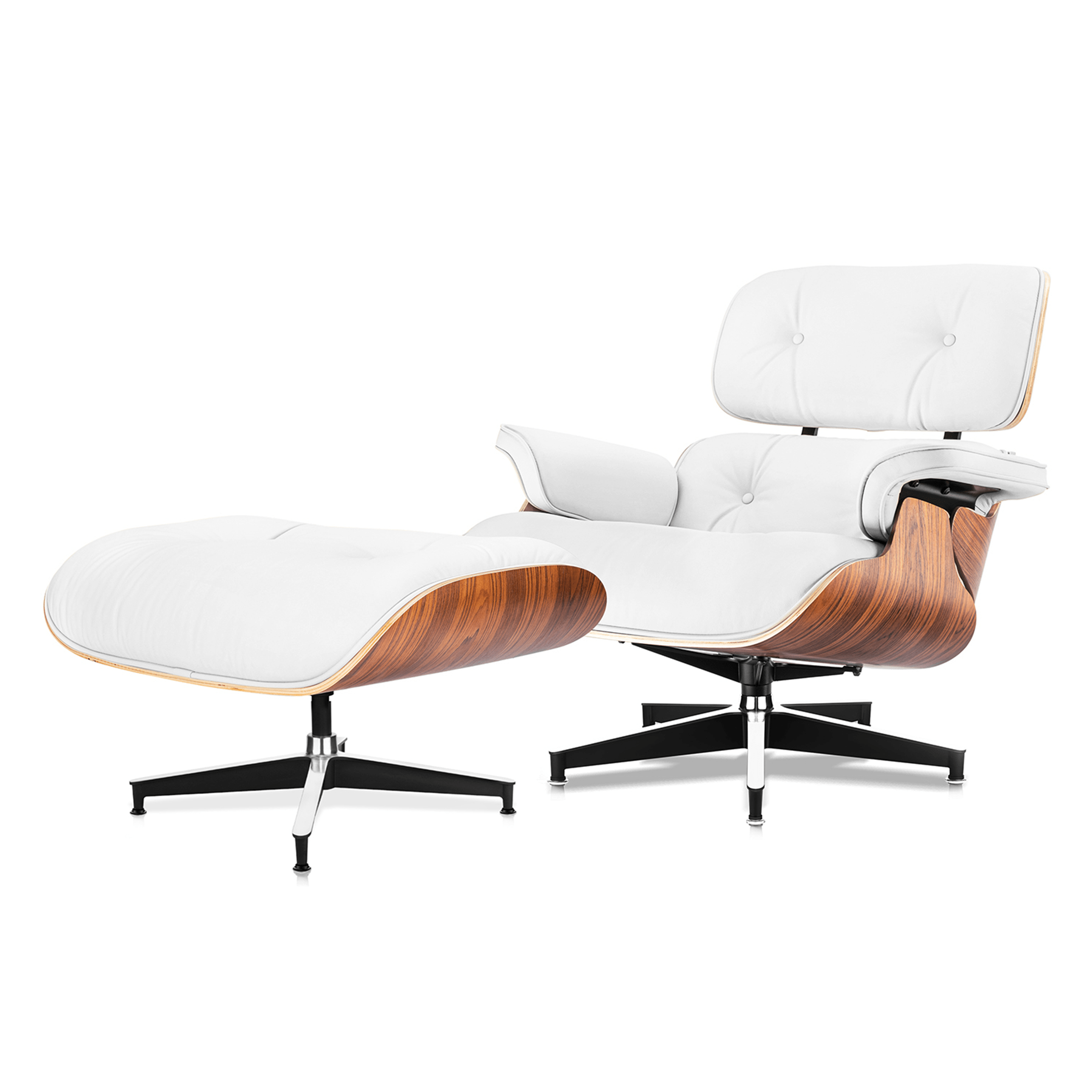 Mid - Century Lounge Chair and Ottoman - A+ Premium Taller - White - Vorthio