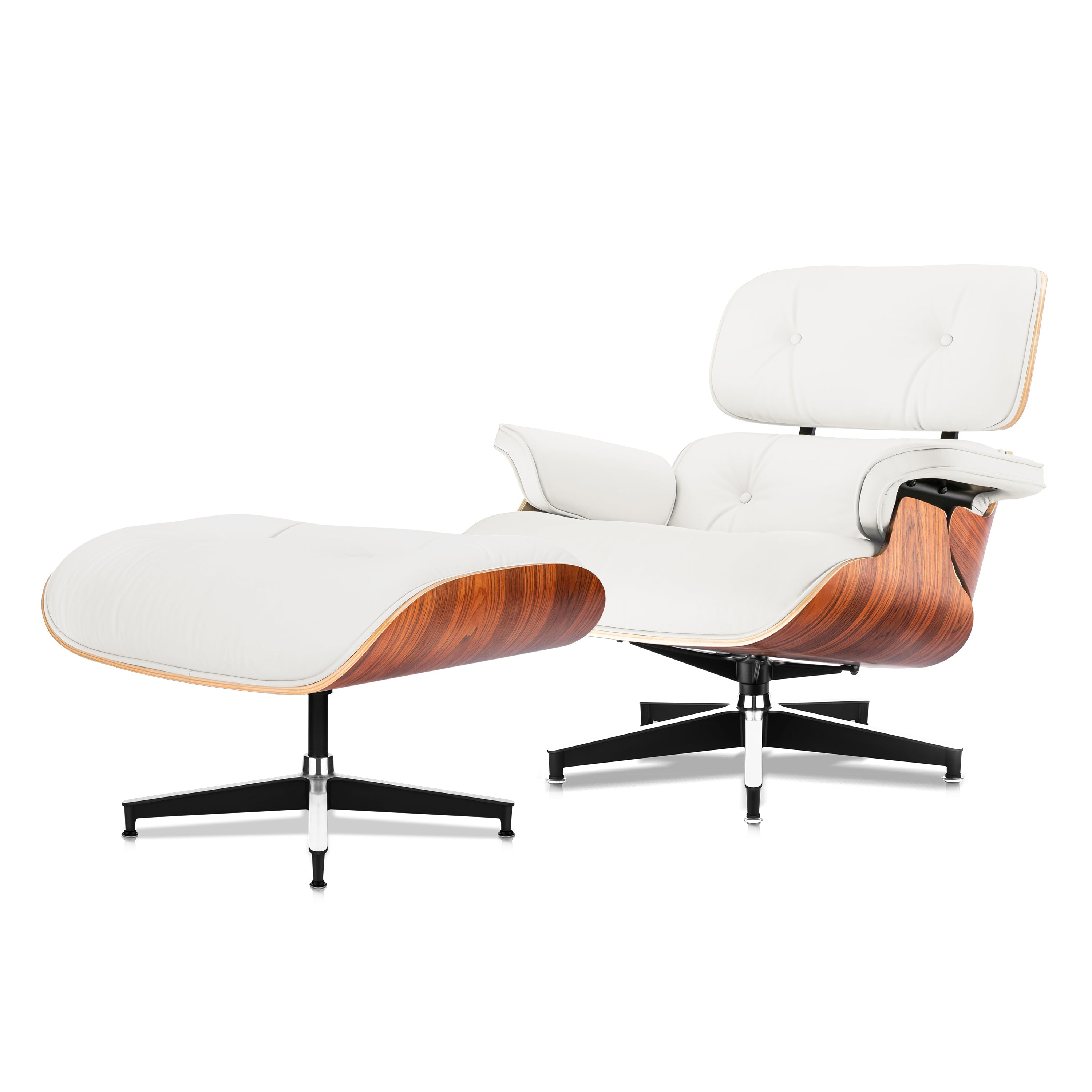 Mid - Century Lounge Chair and Ottoman - A+ Premium Taller - White - Vorthio