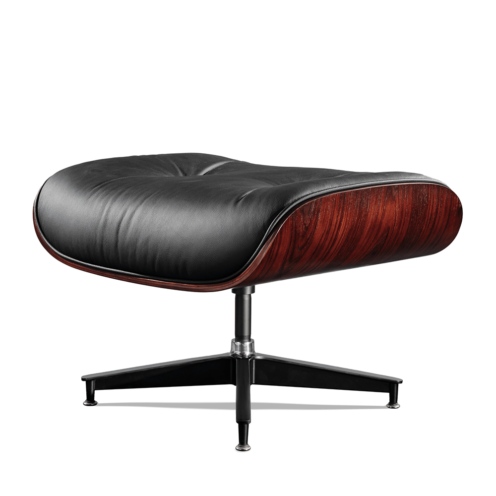 Mid - Century Lounge Chair and Ottoman - Taller Dark Rosewood - Black - Vorthio