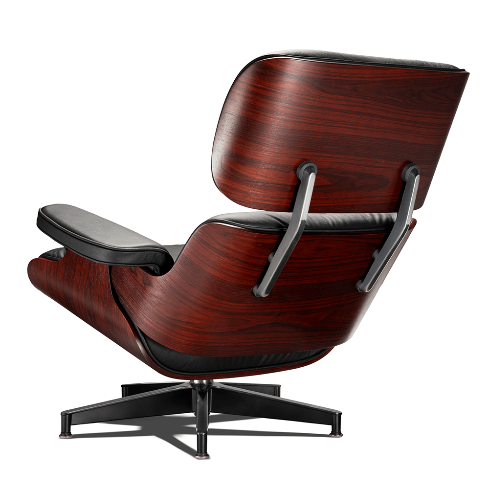 Mid - Century Lounge Chair and Ottoman - Taller Dark Rosewood - Black - Vorthio