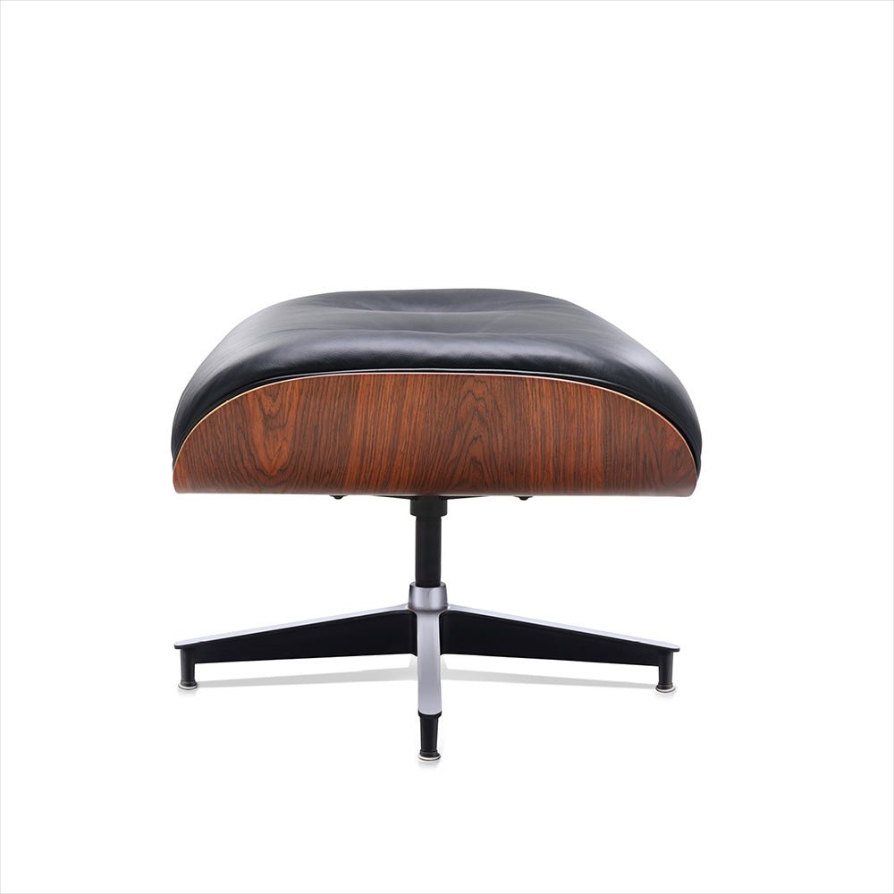 Mid - Century Lounge Chair and Ottoman - Taller - Red Rosewood - Black - Vorthio