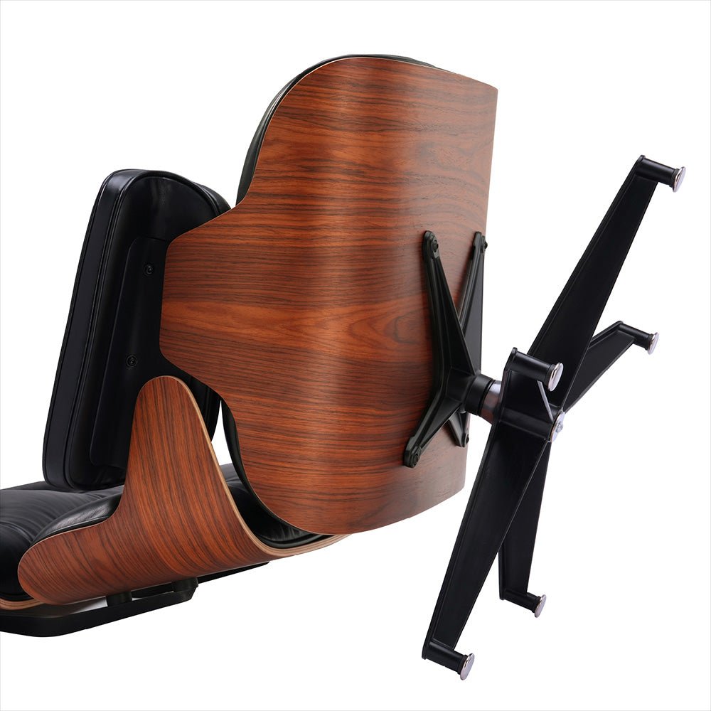 Mid - Century Lounge Chair and Ottoman - Taller - Red Rosewood - Black - Vorthio