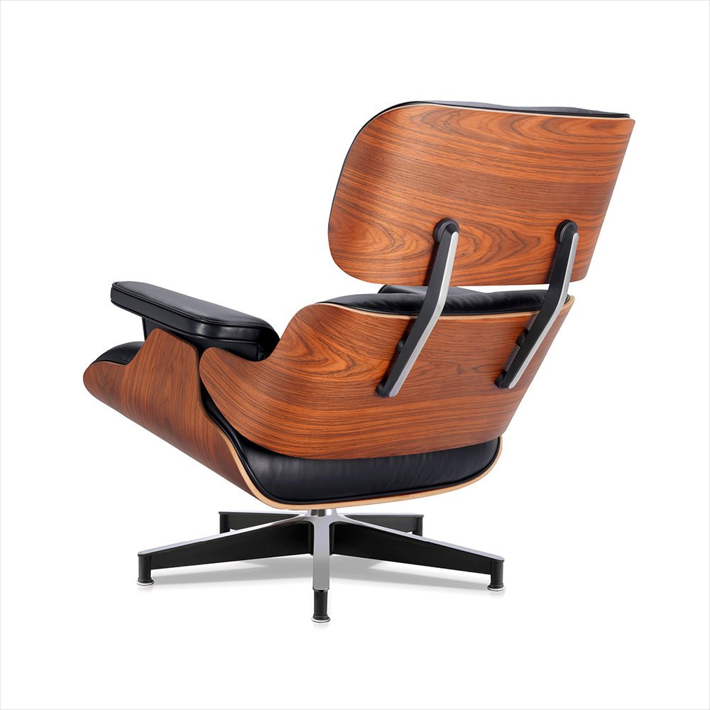 Mid - Century Lounge Chair and Ottoman - Taller - Red Rosewood - Black - Vorthio