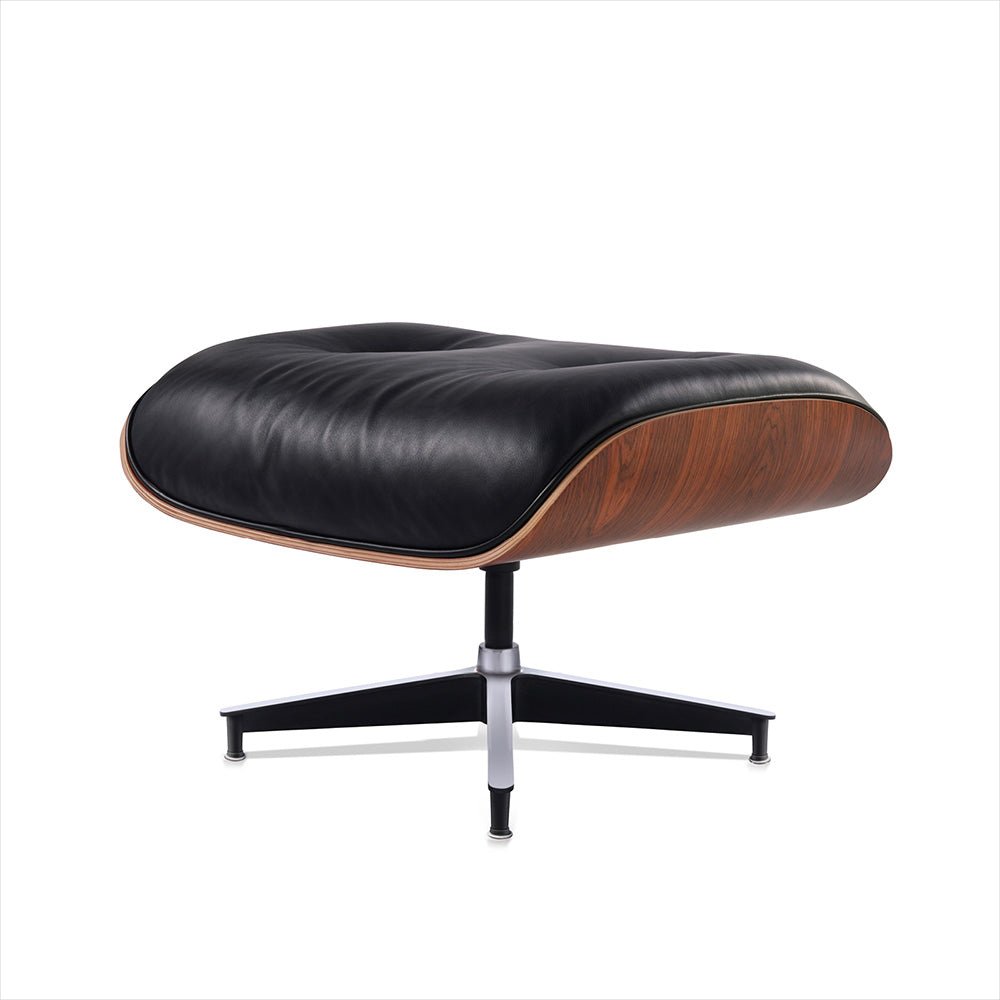 Mid - Century Lounge Chair and Ottoman - Taller - Red Rosewood - Black - Vorthio