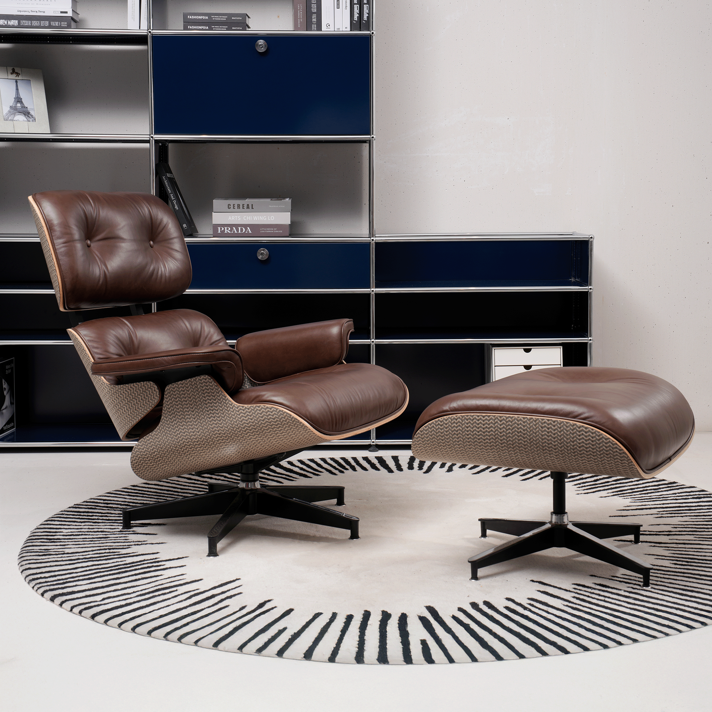 Retro Mid - Century Lounge Chair and Ottoman - A+ Premium Taller - Brown - Vorthio