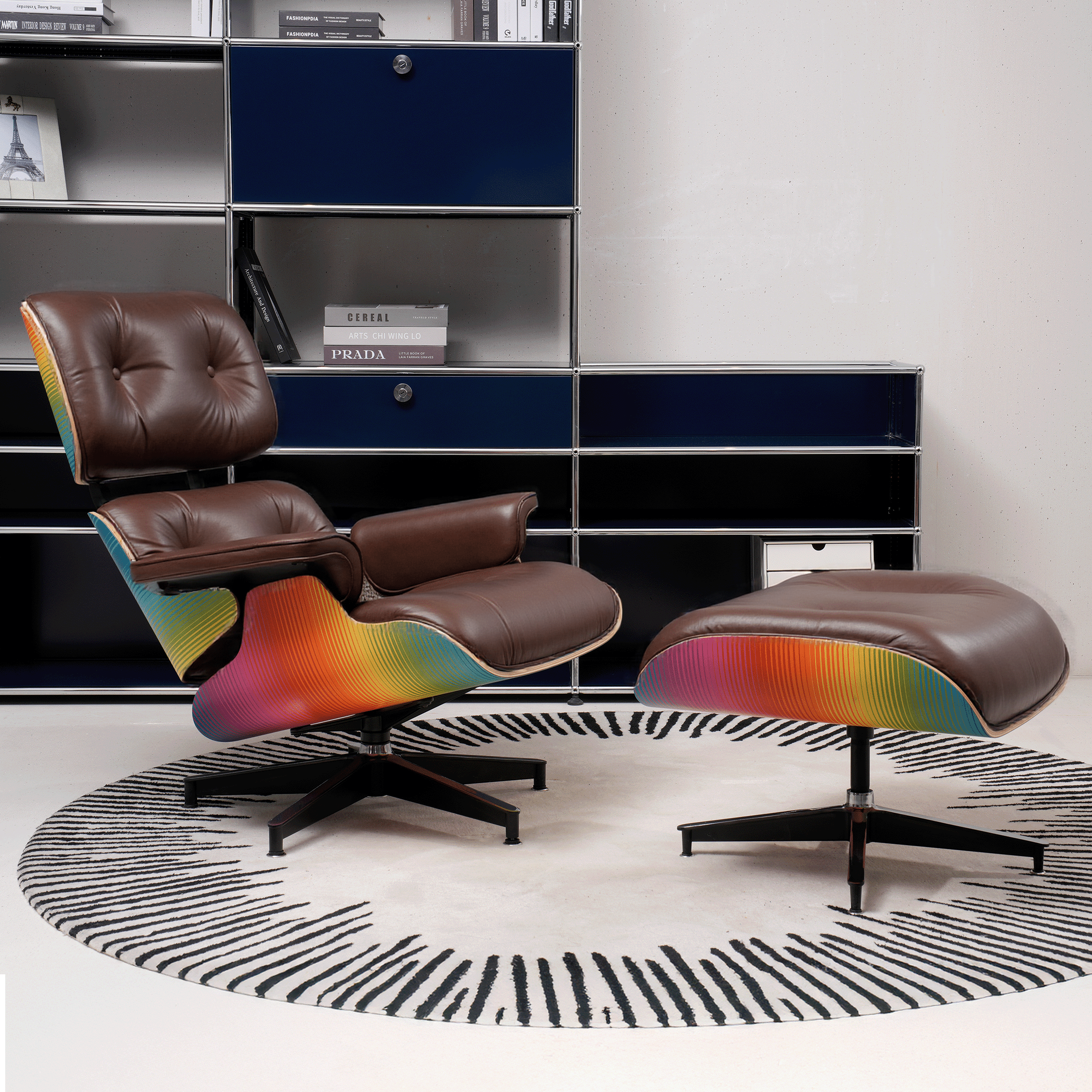 Retro Mid - Century Lounge Chair and Ottoman - A+ Premium Taller - Brown - Vorthio