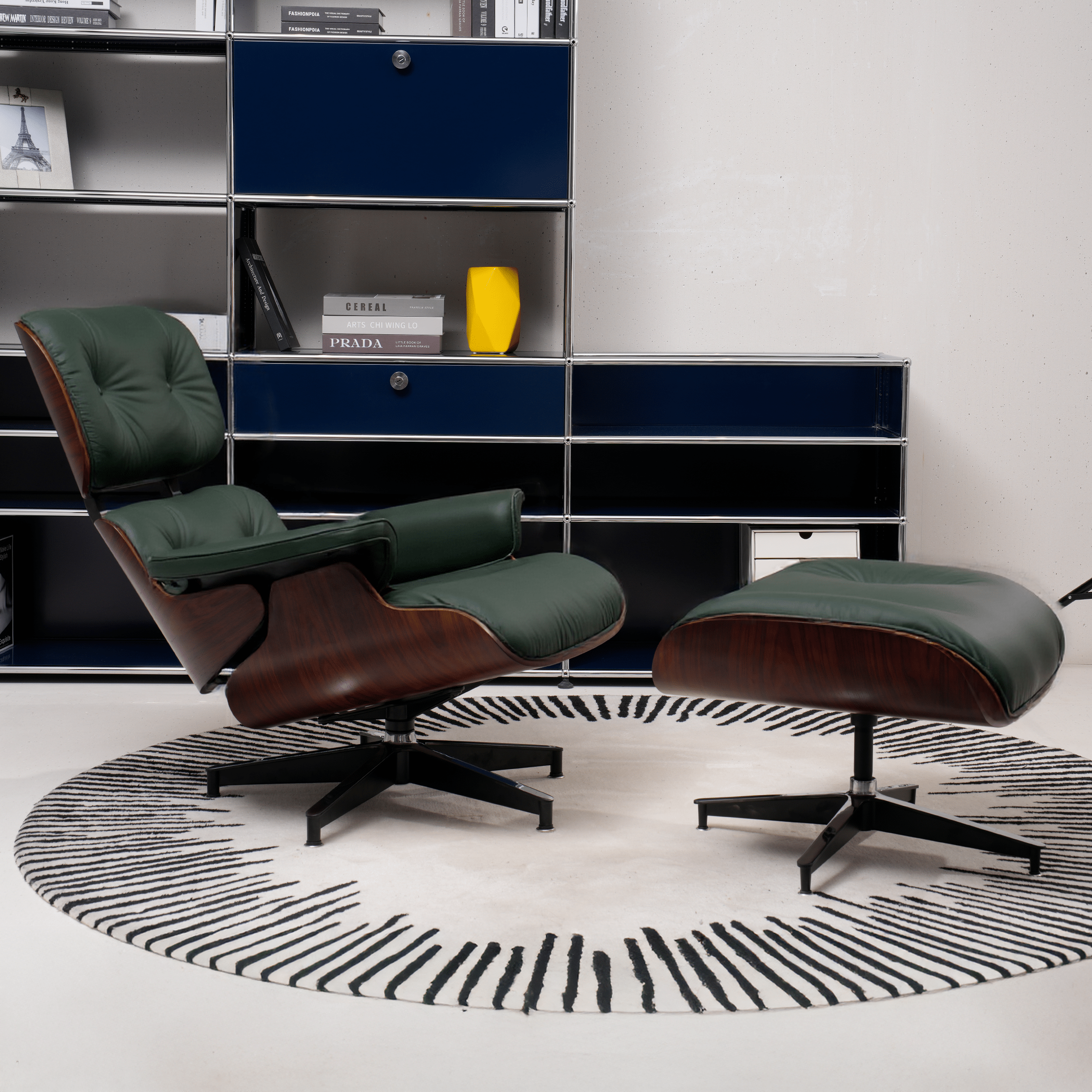 Retro Mid - Century Lounge Chair and Ottoman - A+ Premium Taller - Green - Vorthio