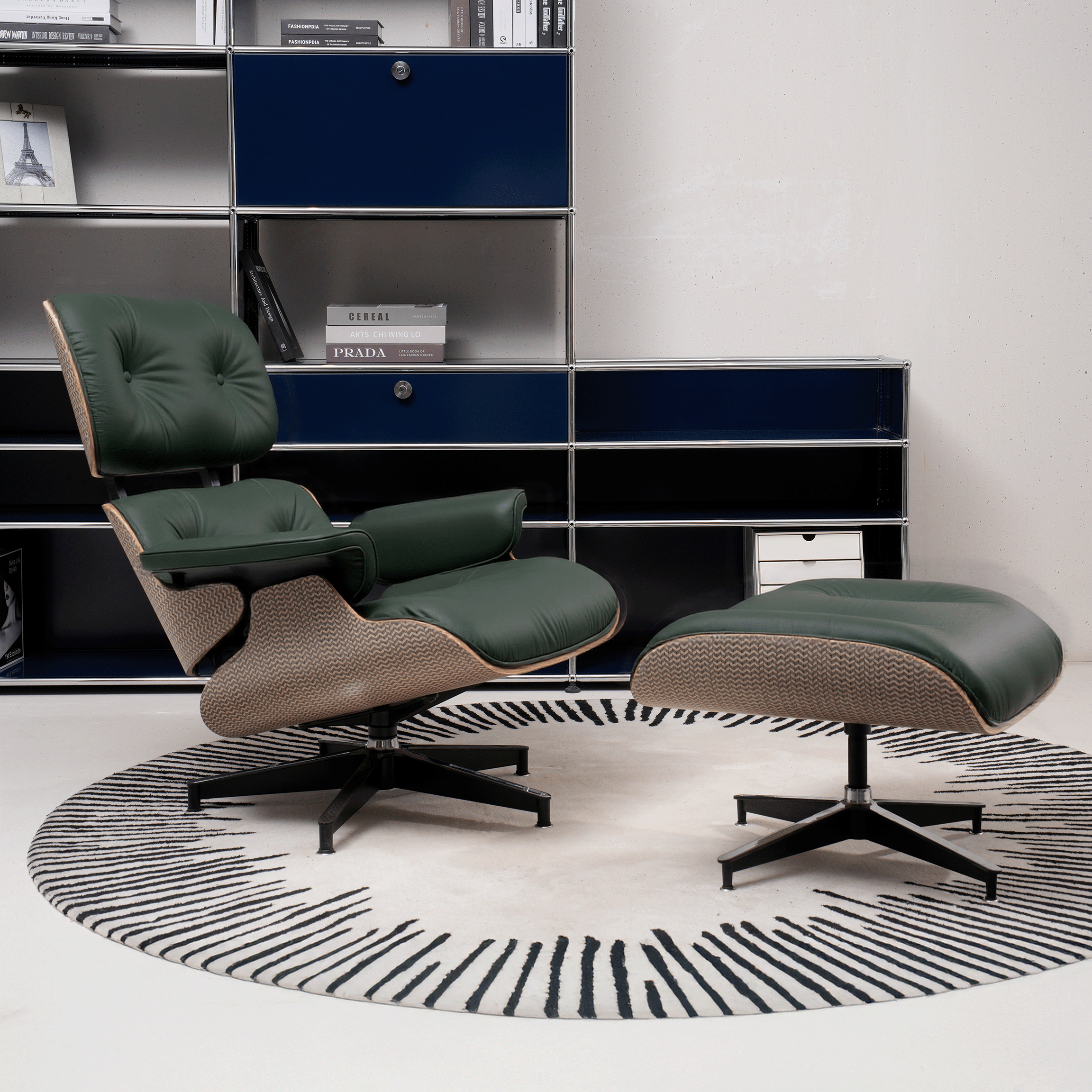 Retro Mid - Century Lounge Chair and Ottoman - A+ Premium Taller - Green - Vorthio