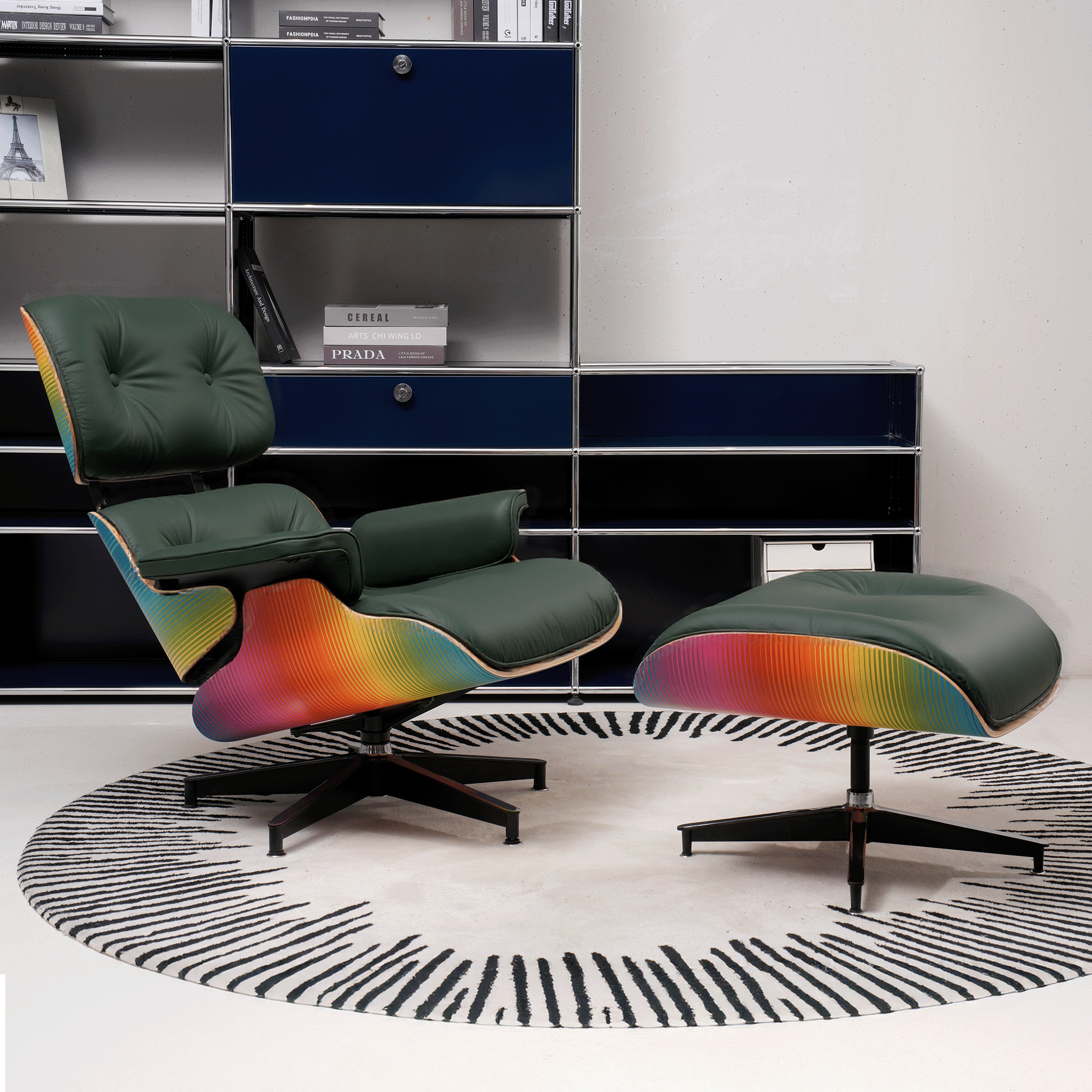 Retro Mid - Century Lounge Chair and Ottoman - A+ Premium Taller - Green - Vorthio