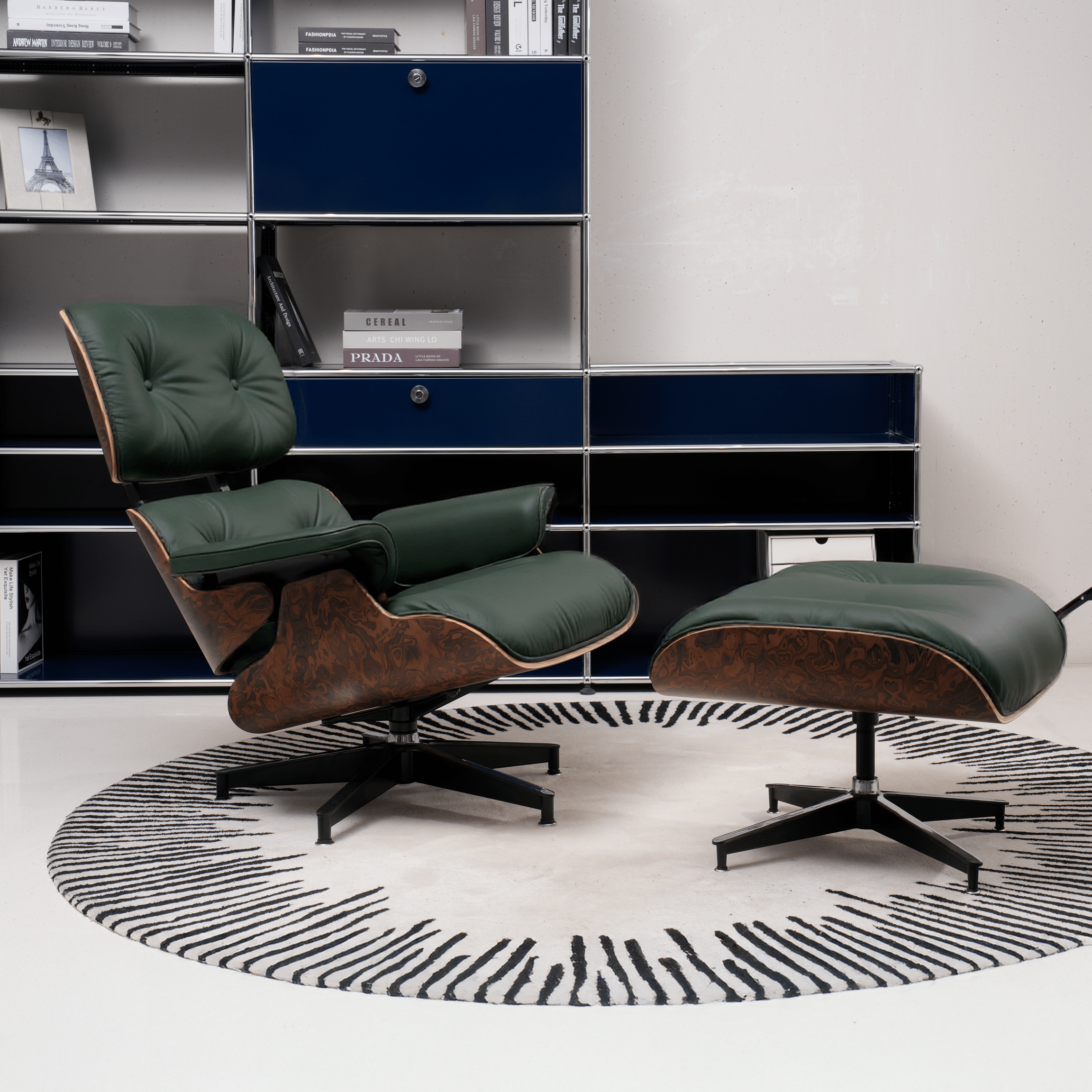 Retro Mid - Century Lounge Chair and Ottoman - A+ Premium Taller - Green - Vorthio