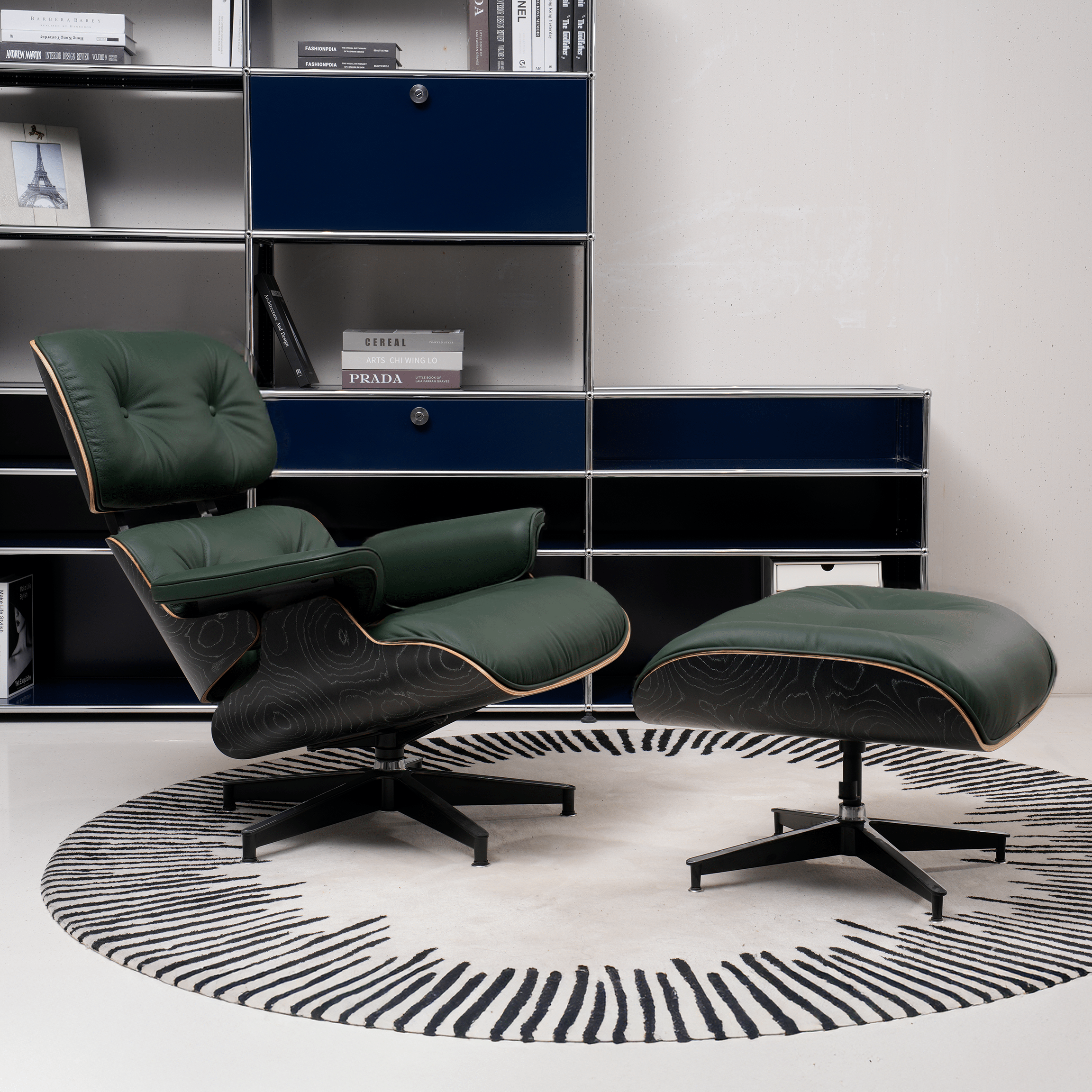 Retro Mid - Century Lounge Chair and Ottoman - A+ Premium Taller - Green - Vorthio